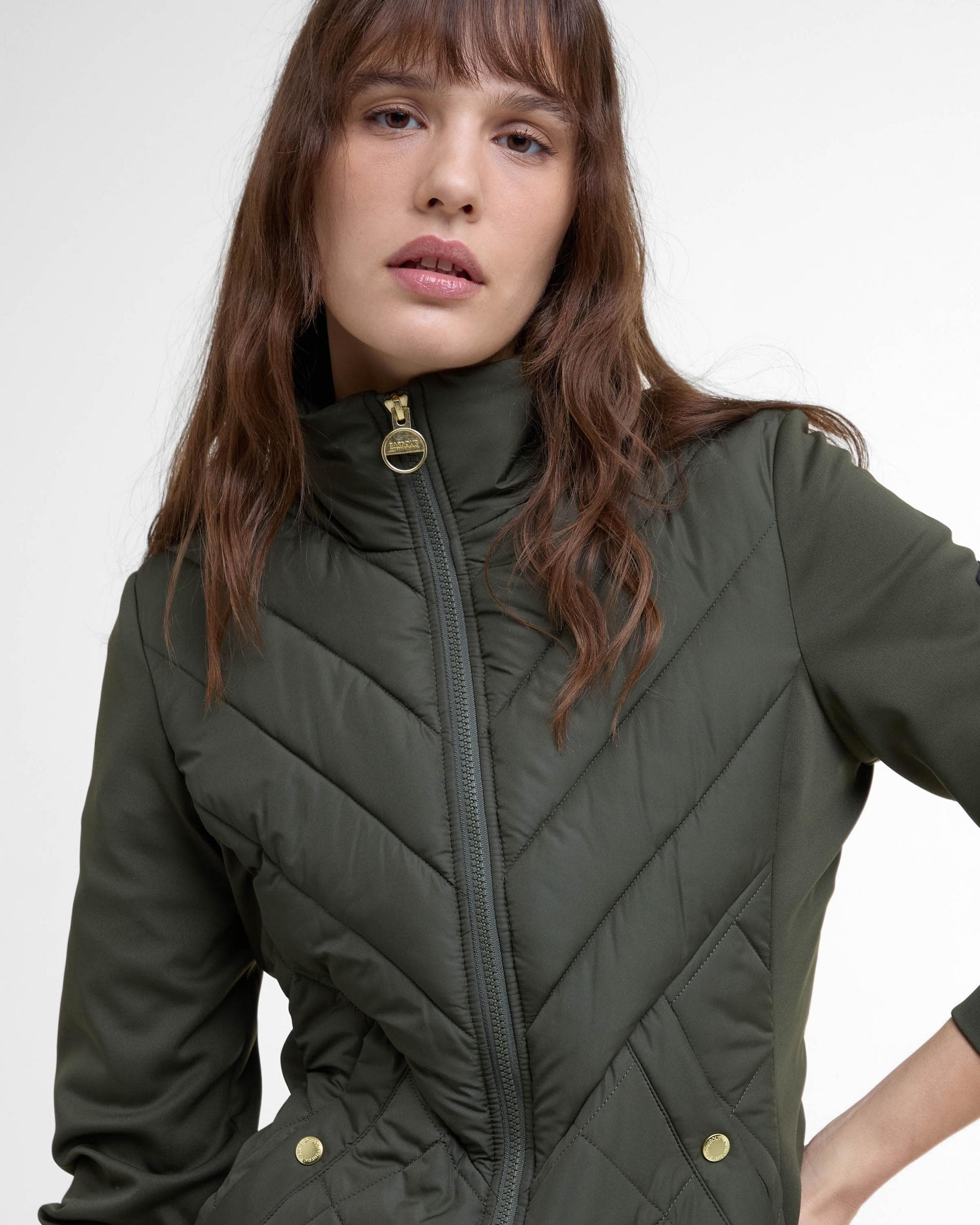 Barbour International Natalia Womens Quilted Hybrid Jacket - Envy - Image 3