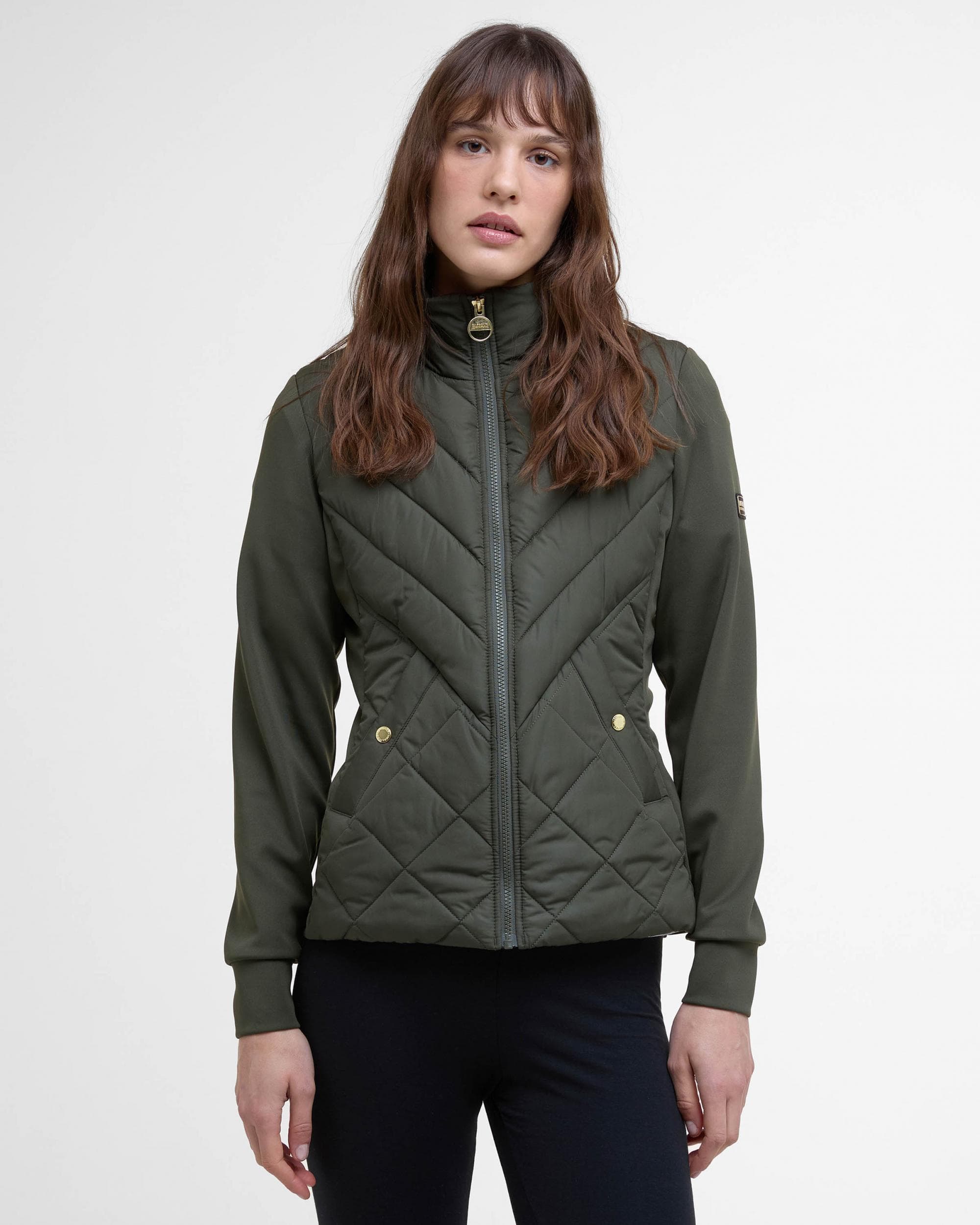 Barbour International Natalia Womens Quilted Hybrid Jacket - Envy - Image 5