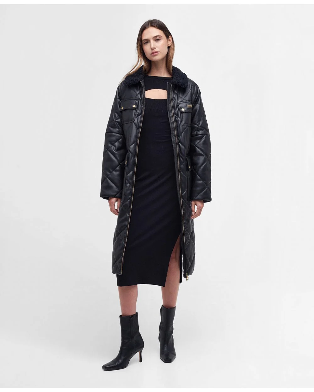 Barbour International Neutron Womens Long Quilted Jacket - Image 3
