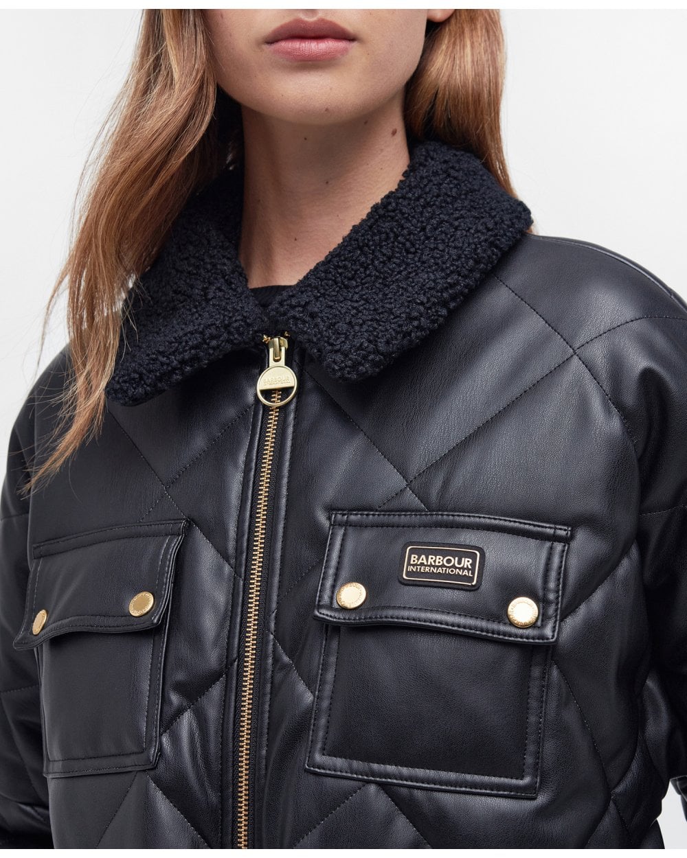 Barbour International Neutron Womens Long Quilted Jacket - Image 5