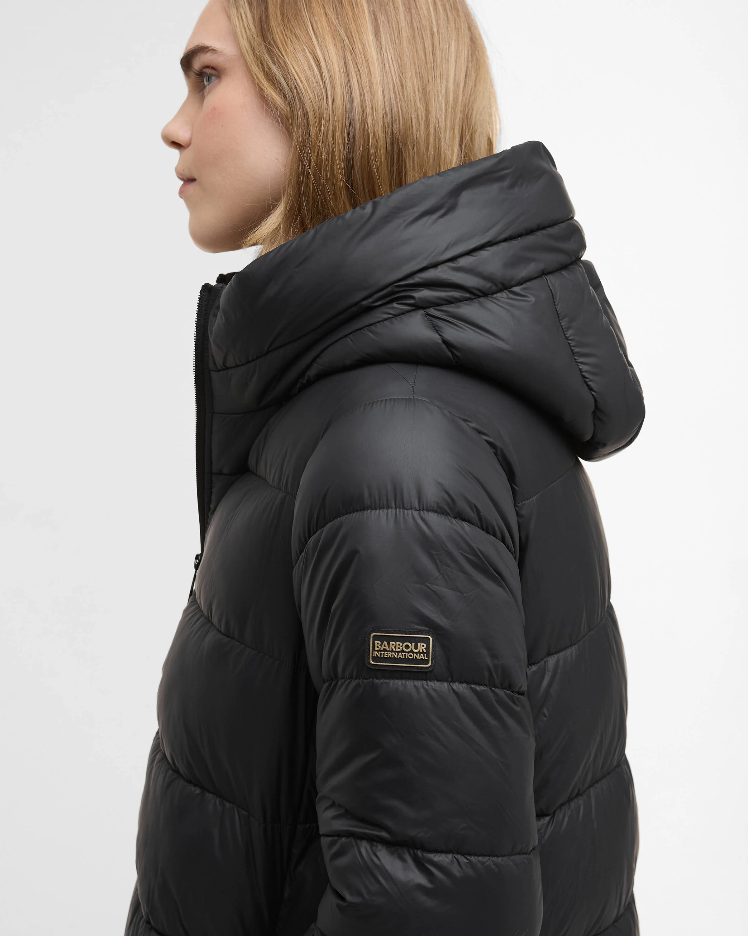 Barbour International Olivios Womens Longline Puffer Jacket - Black - Image 3