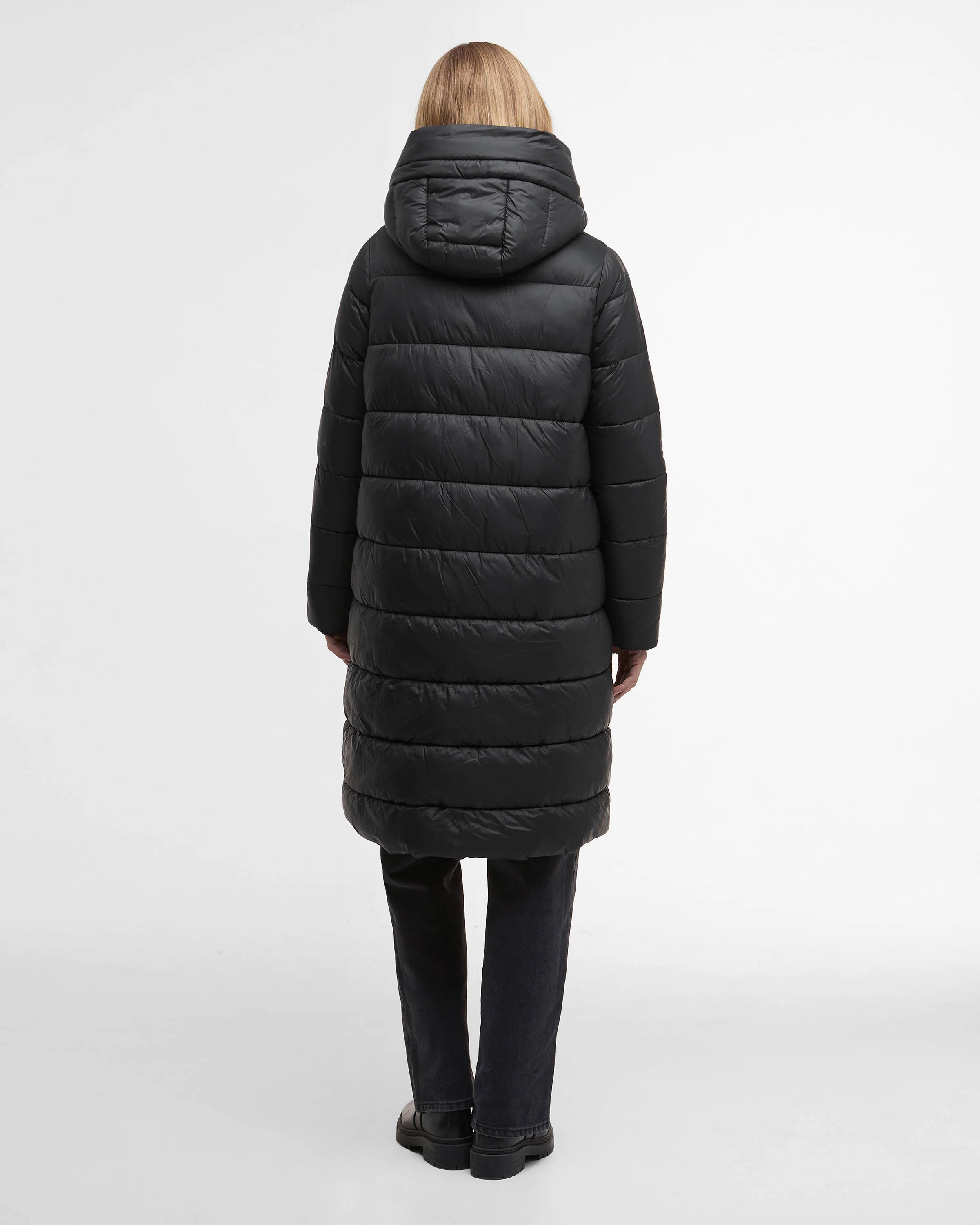 Barbour International Olivios Womens Longline Puffer Jacket - Black - Image 5