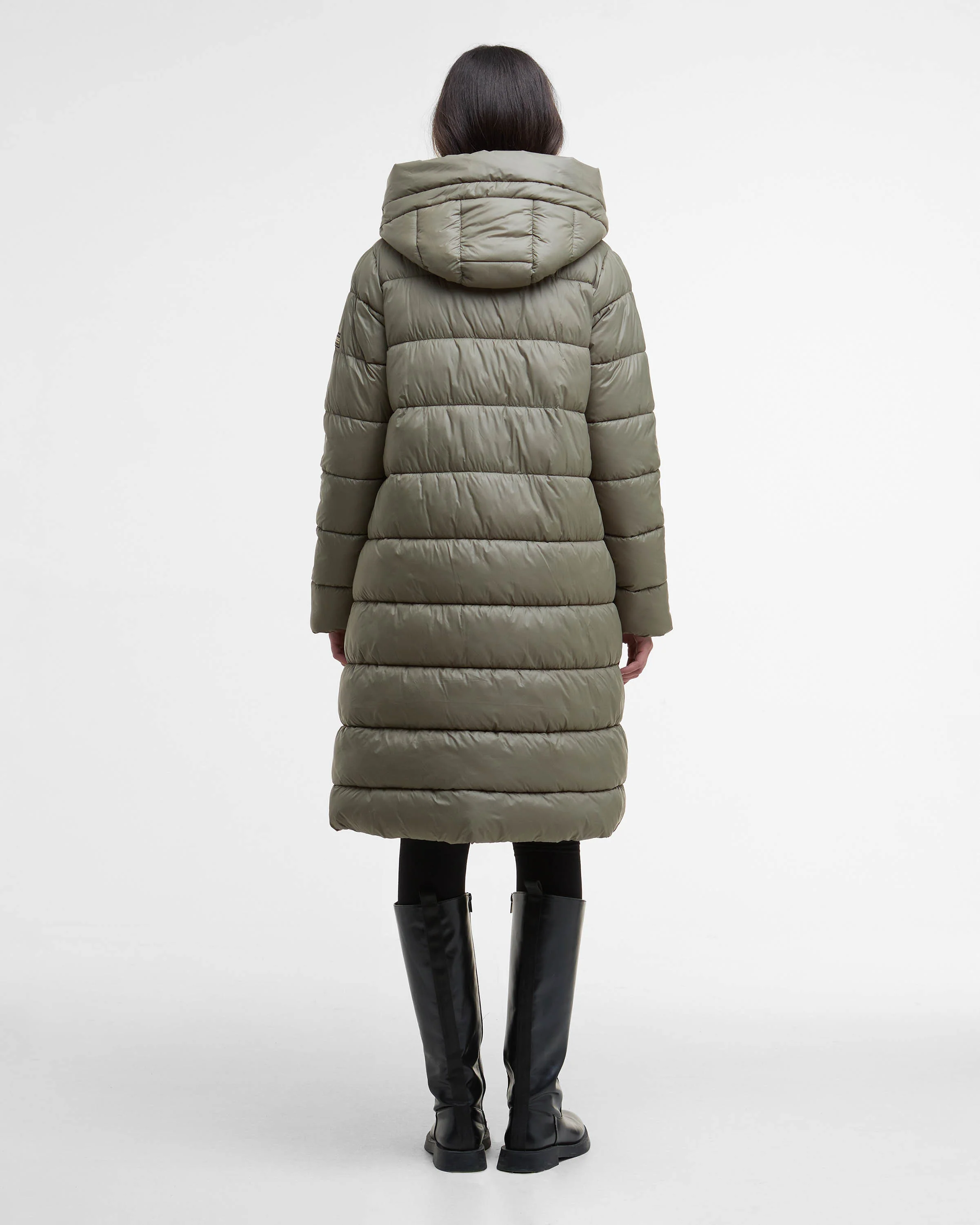 Barbour International Olivios Womens Longline Puffer Jacket - Dusky Khaki - Image 3