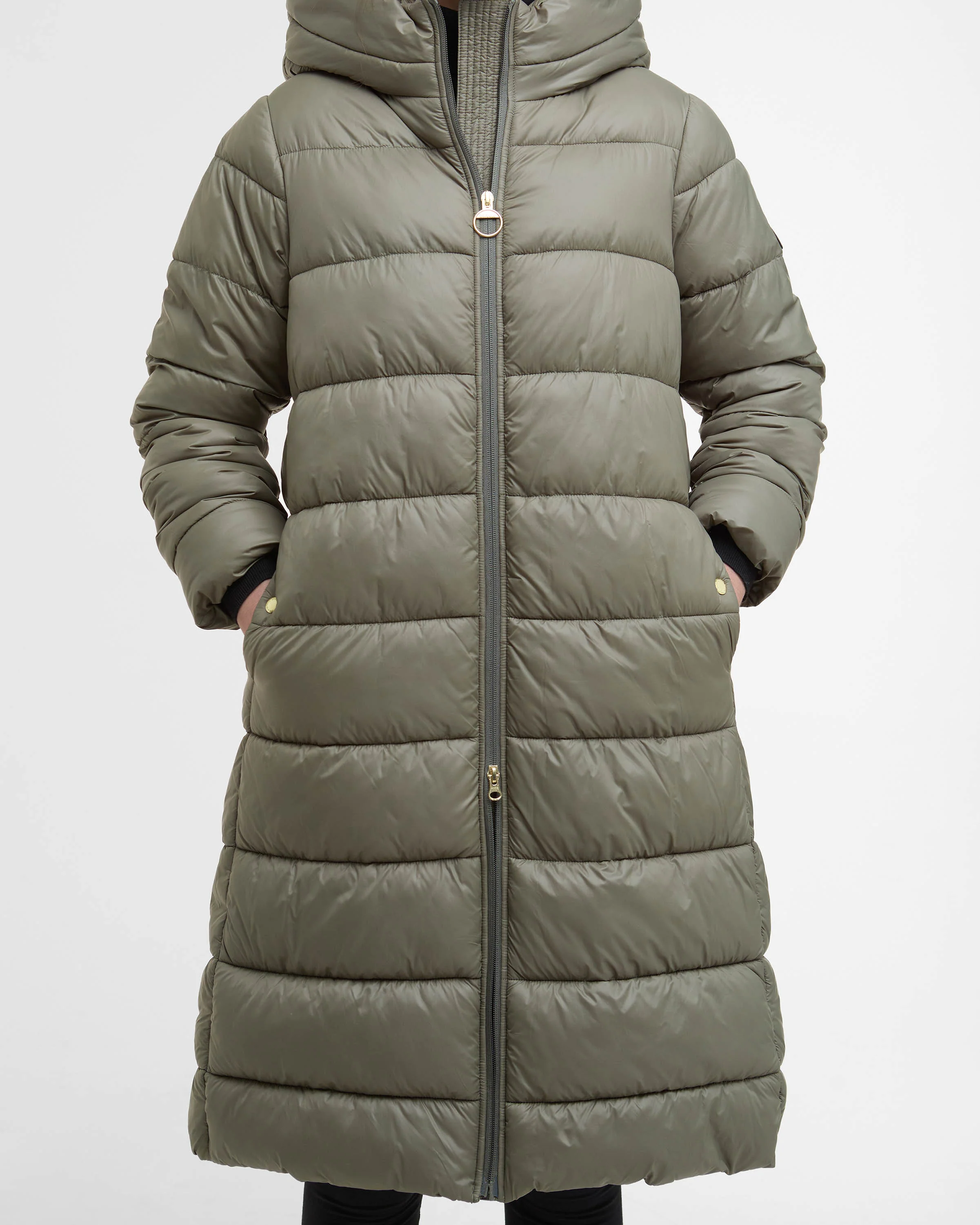 Barbour International Olivios Womens Longline Puffer Jacket - Dusky Khaki - Image 6