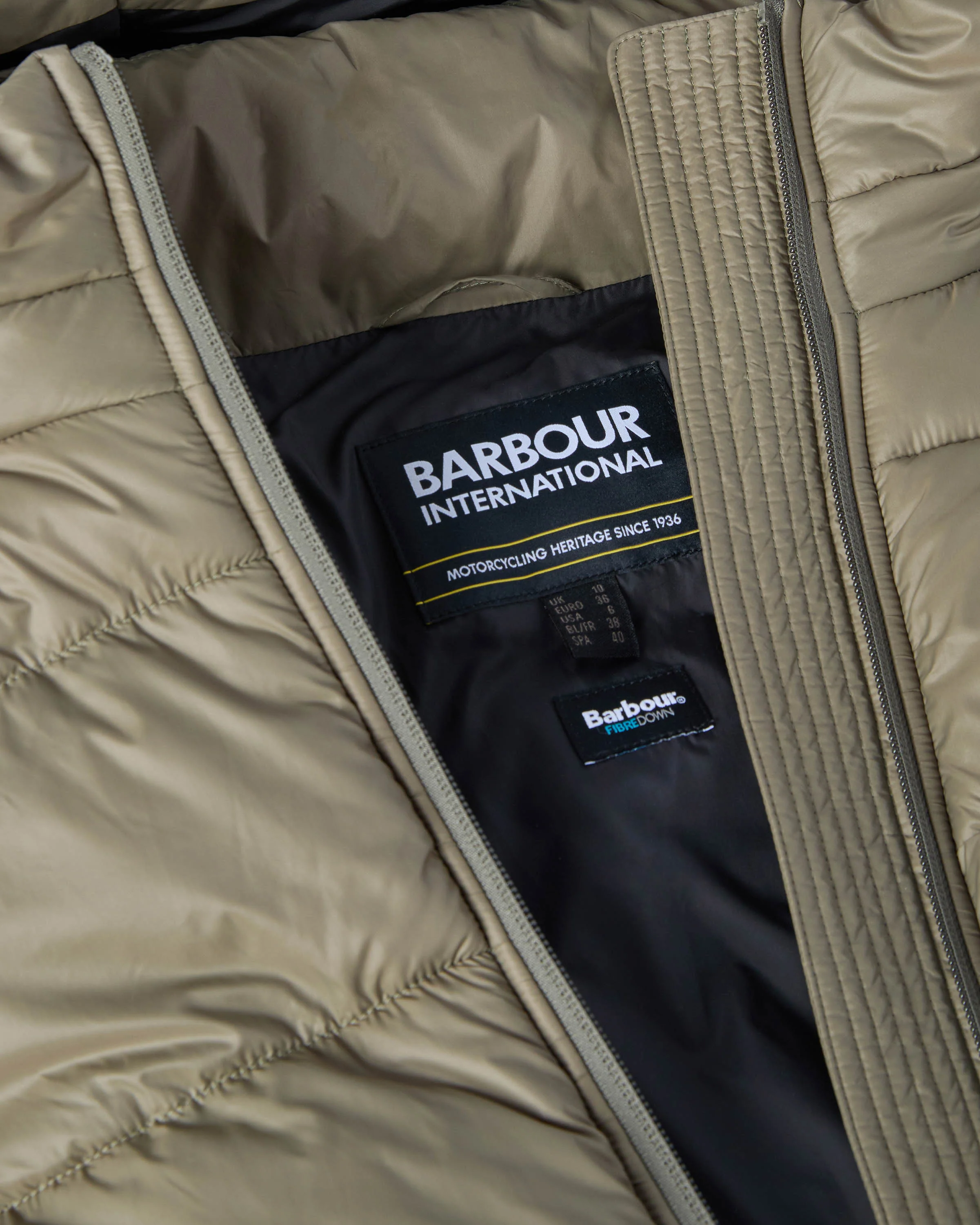 Barbour International Olivios Womens Longline Puffer Jacket - Dusky Khaki - Image 7