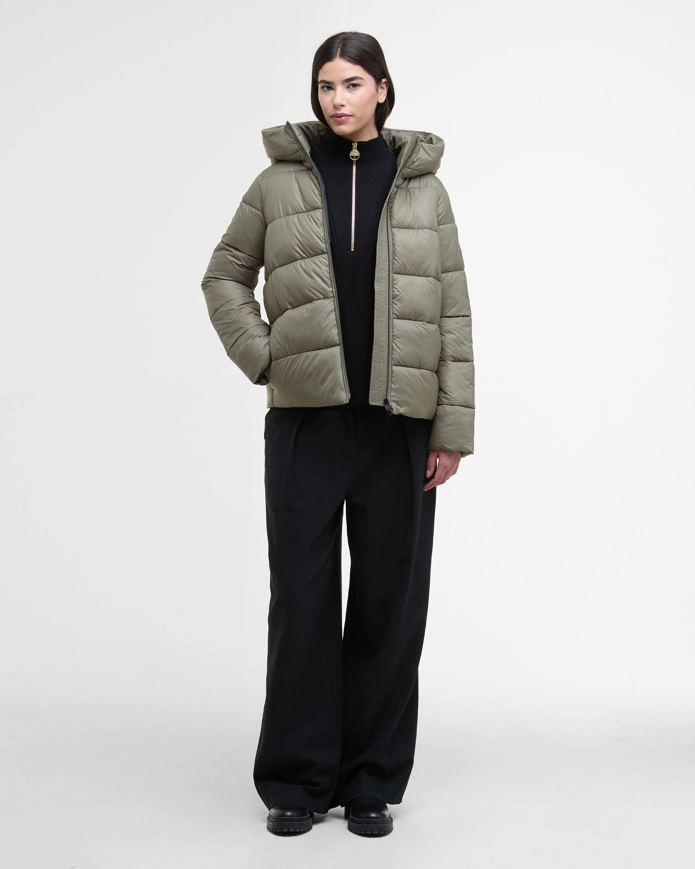 Barbour International Olivios Womens Puffer Jacket - Dusky Khaki - Image 2