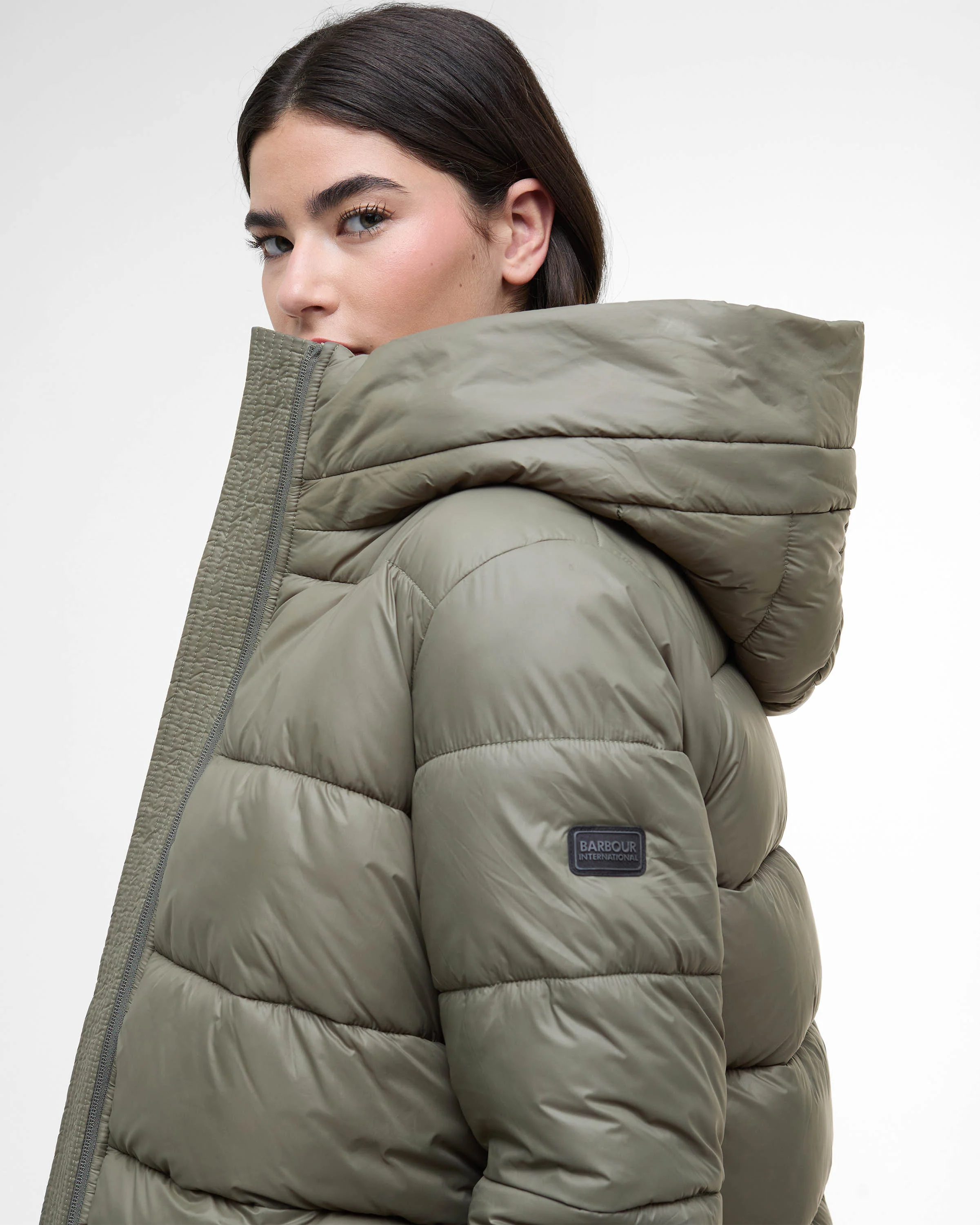 Barbour International Olivios Womens Puffer Jacket - Dusky Khaki - Image 6