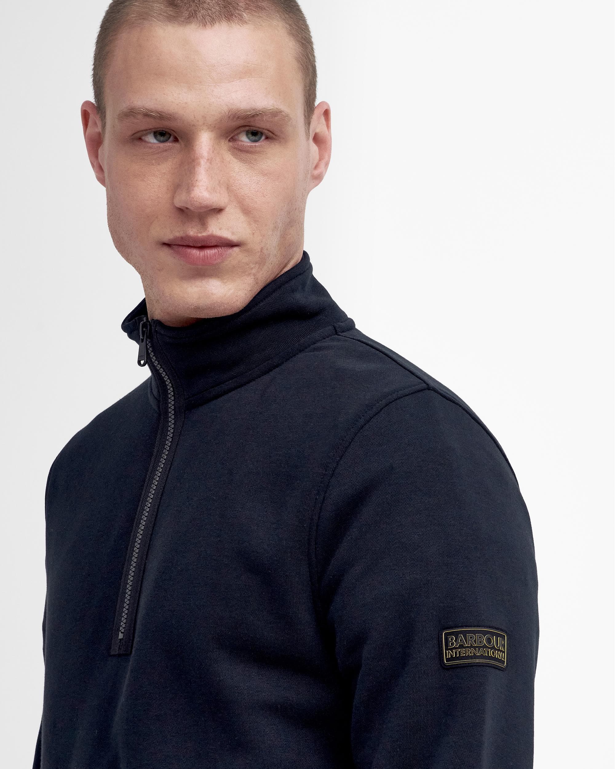 Barbour International Outline Mens Funnel Neck Sweatshirt - Black - Image 2