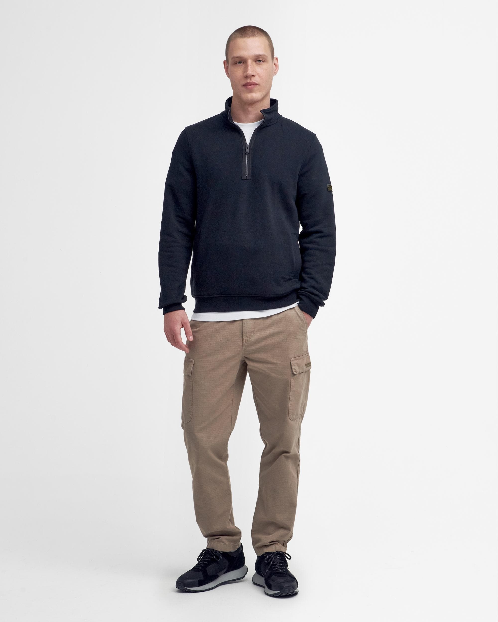 Barbour International Outline Mens Funnel Neck Sweatshirt - Black - Image 3