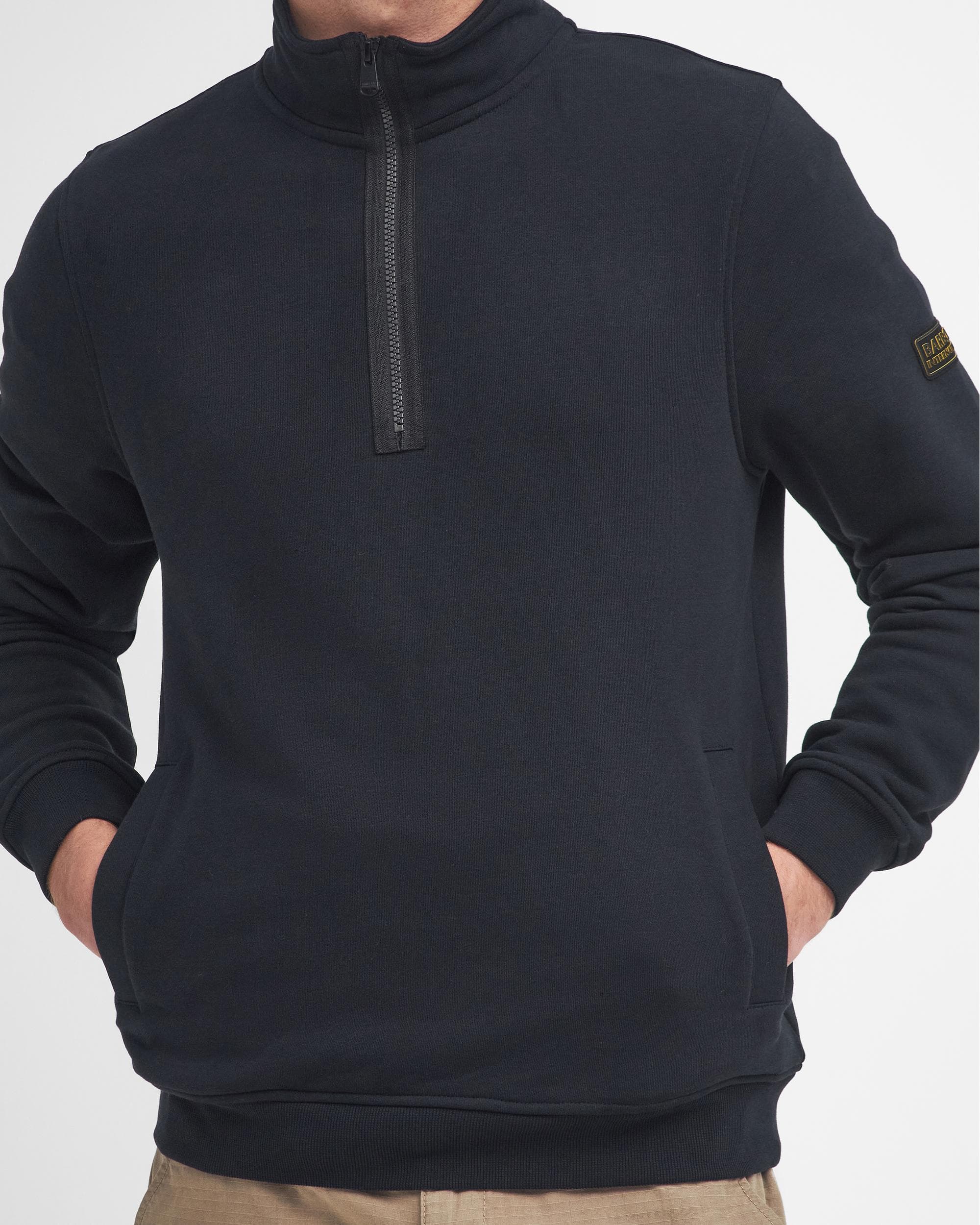 Barbour International Outline Mens Funnel Neck Sweatshirt - Black - Image 5