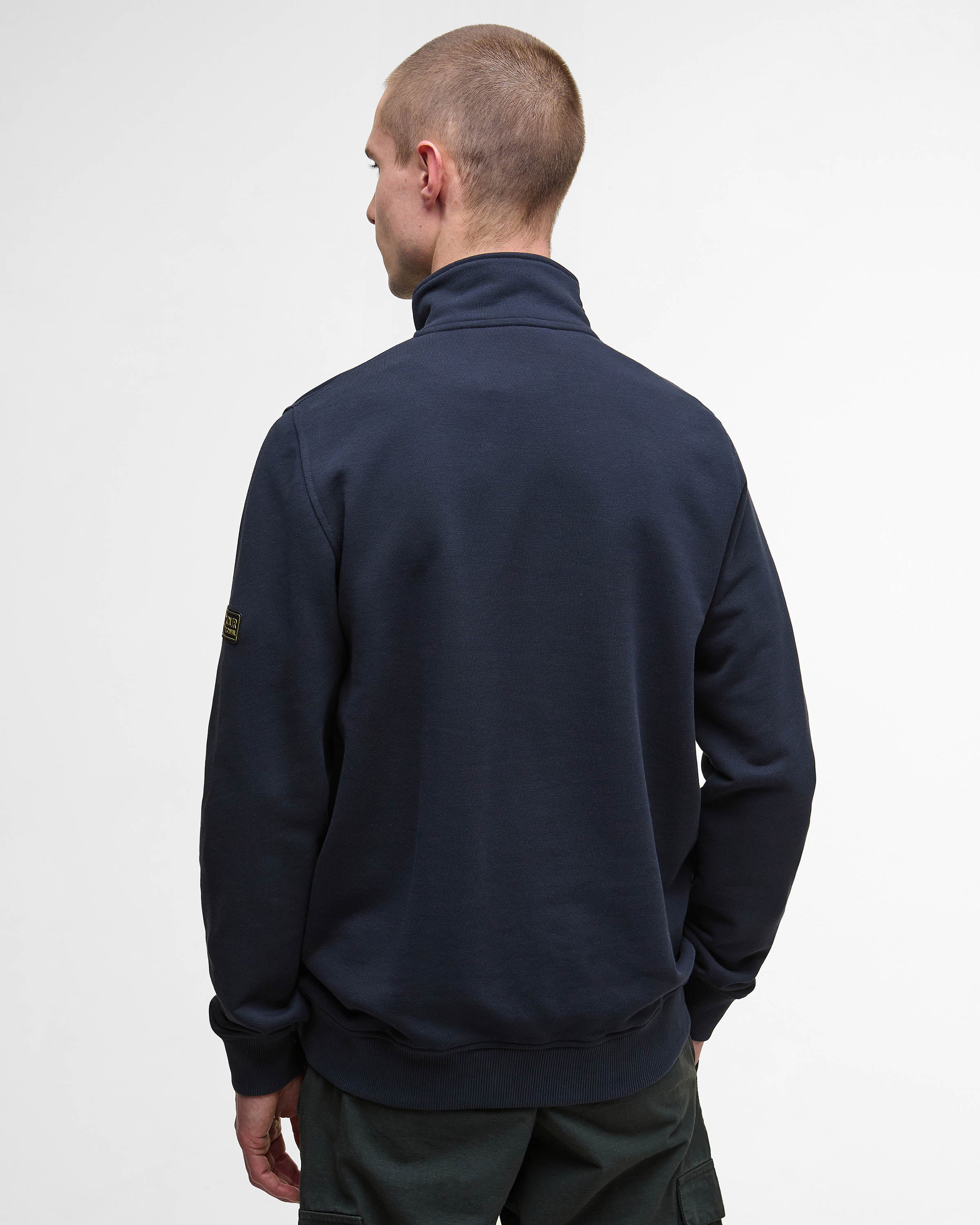 Barbour International Outline Mens Funnel Neck Sweatshirt - Dark Navy - Image 3