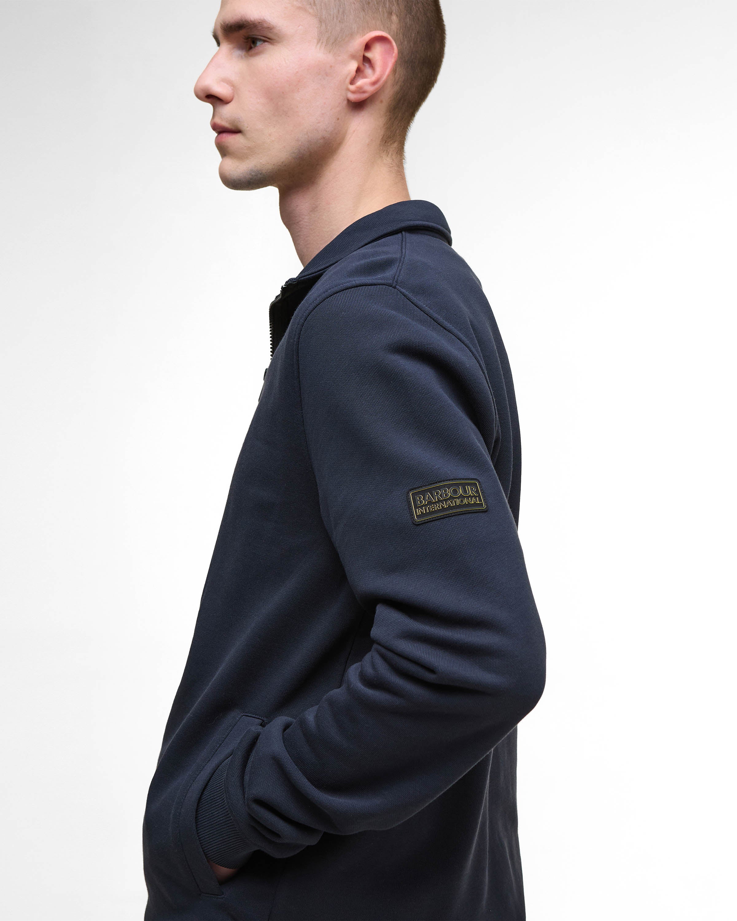 Barbour International Outline Mens Funnel Neck Sweatshirt - Dark Navy - Image 4