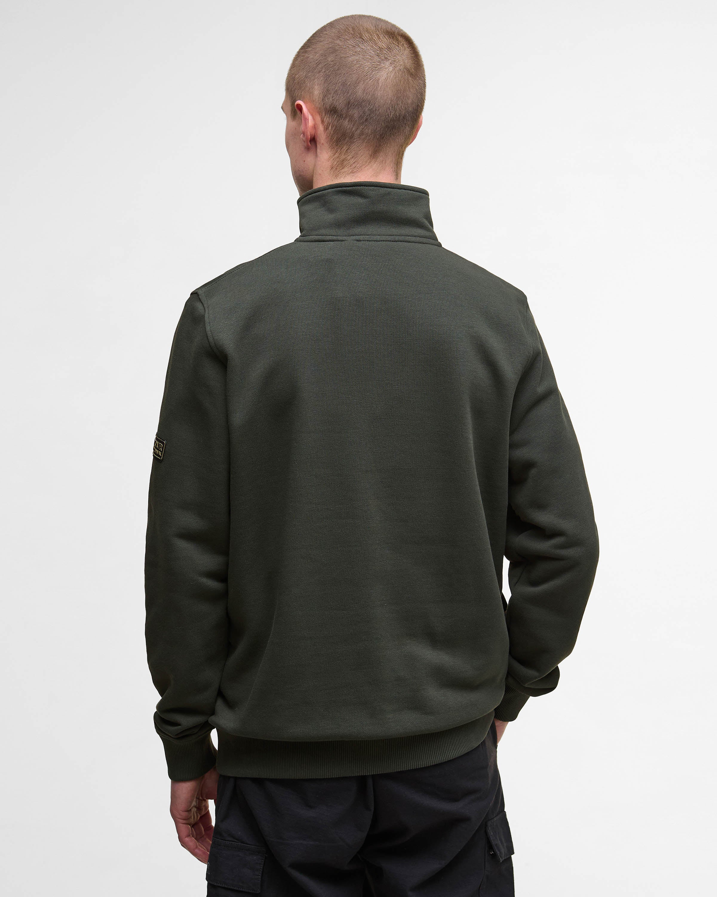 Barbour International Outline Mens Funnel Neck Sweatshirt - Sage - Image 5