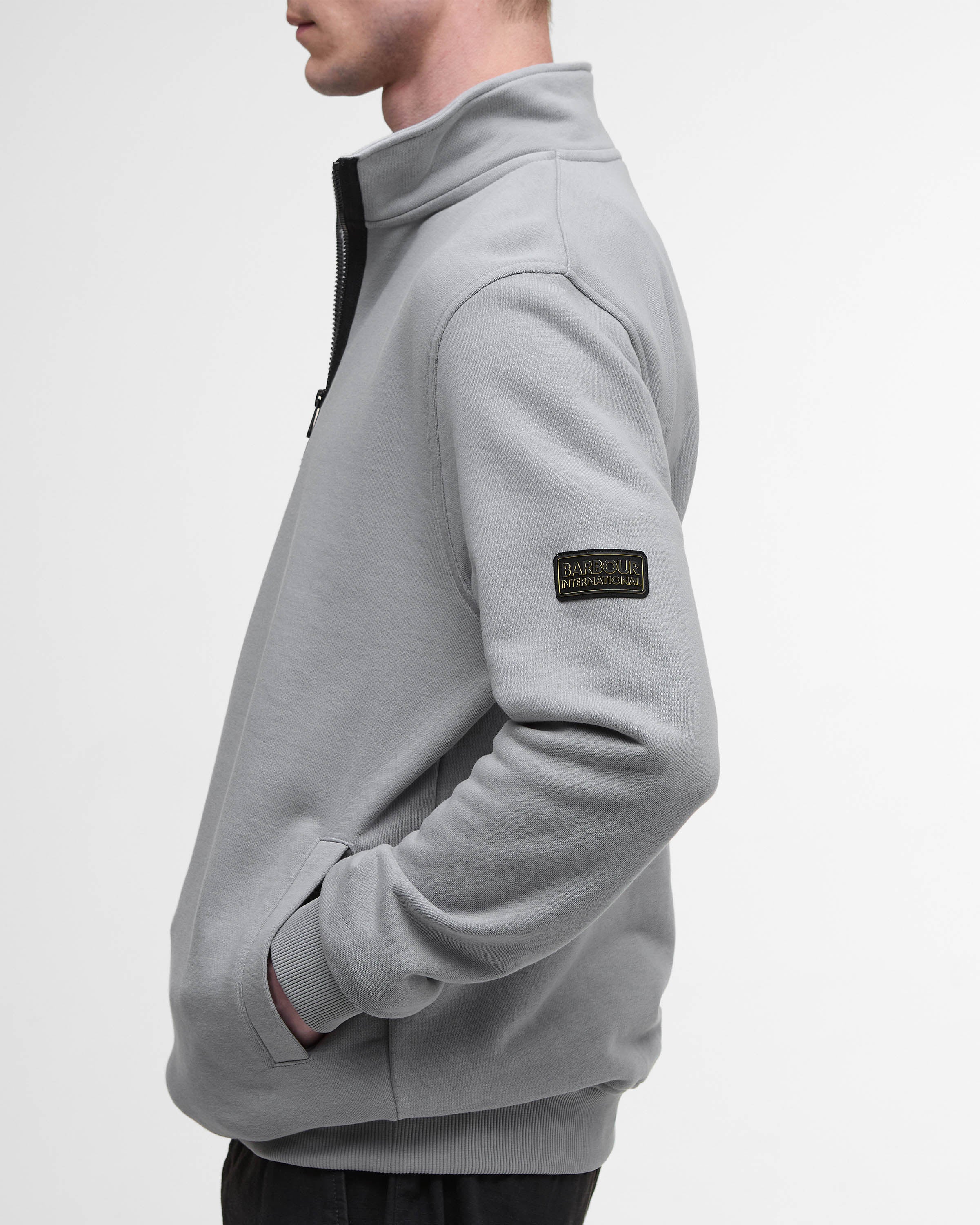 Barbour International Outline Mens Funnel Neck Sweatshirt - Ultimate Grey - Image 3
