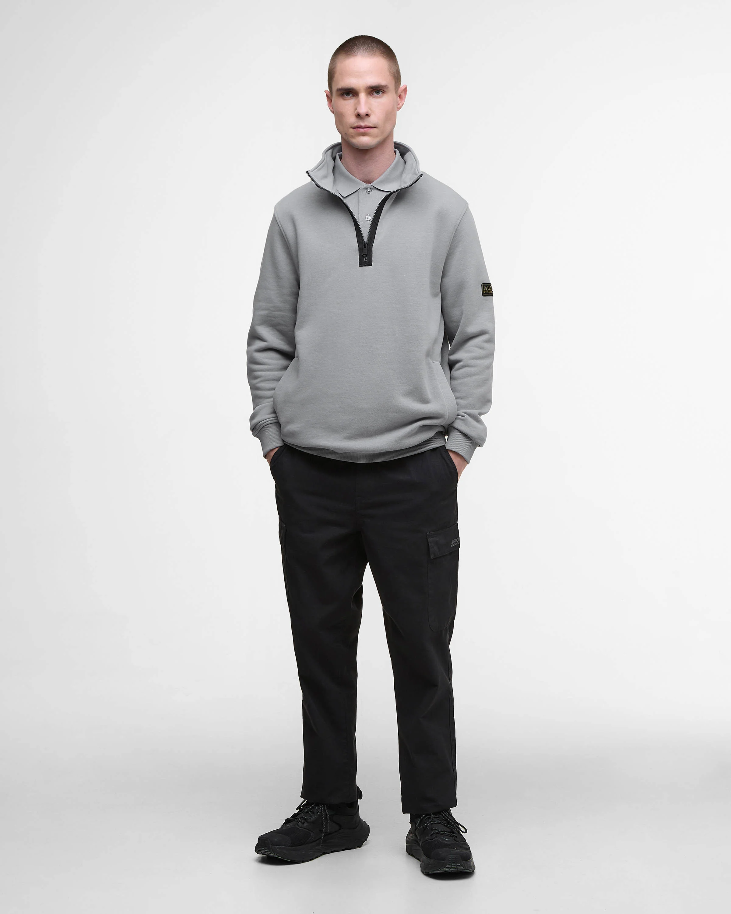 Barbour International Outline Mens Funnel Neck Sweatshirt - Ultimate Grey - Image 4