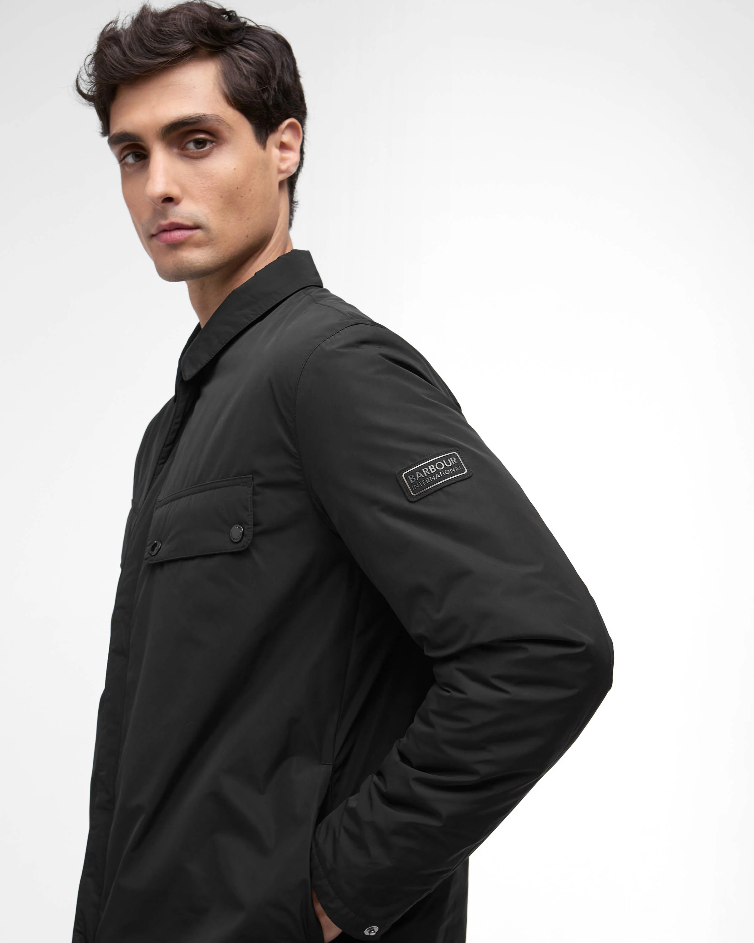 Barbour International Padded Ariel Mens Shirt Jacket - Black - Image 4