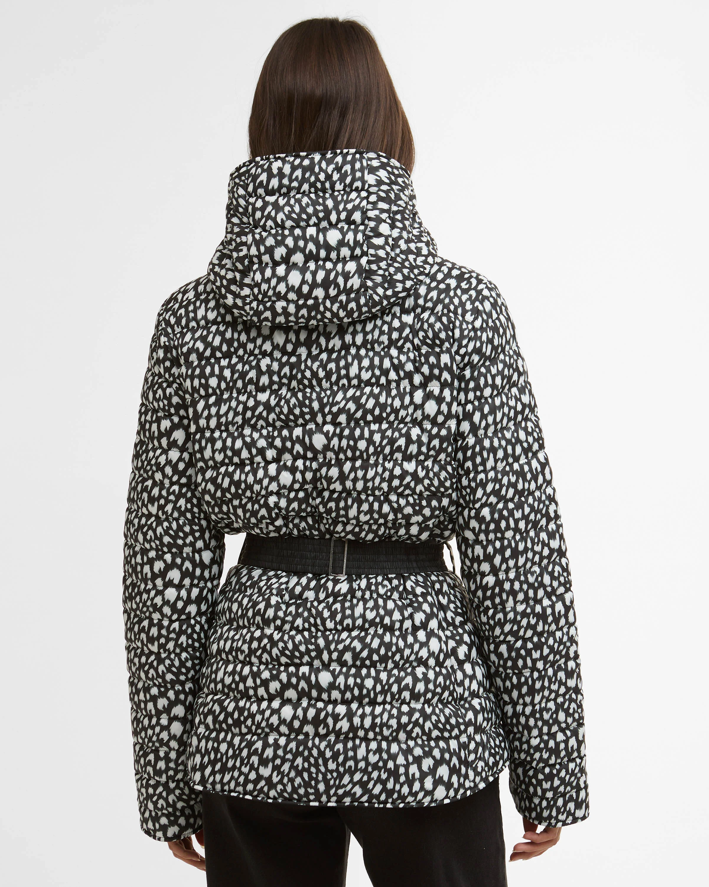 Barbour International Printed Jada Womens Puffer Jacket - Snow Leopard Print - Image 5