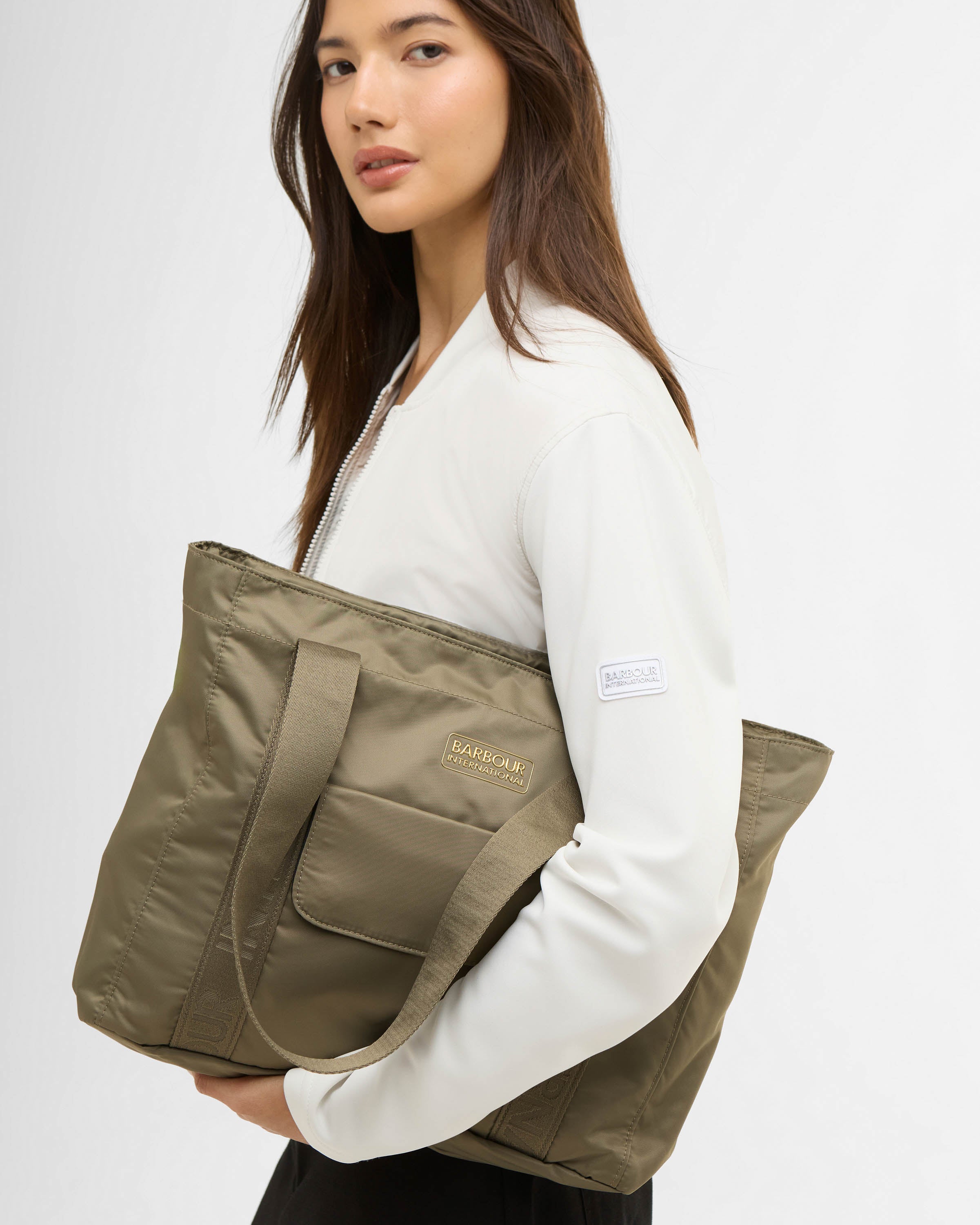 Barbour International Qualify Womens Tote Bag - Dusky Khaki - Image 2