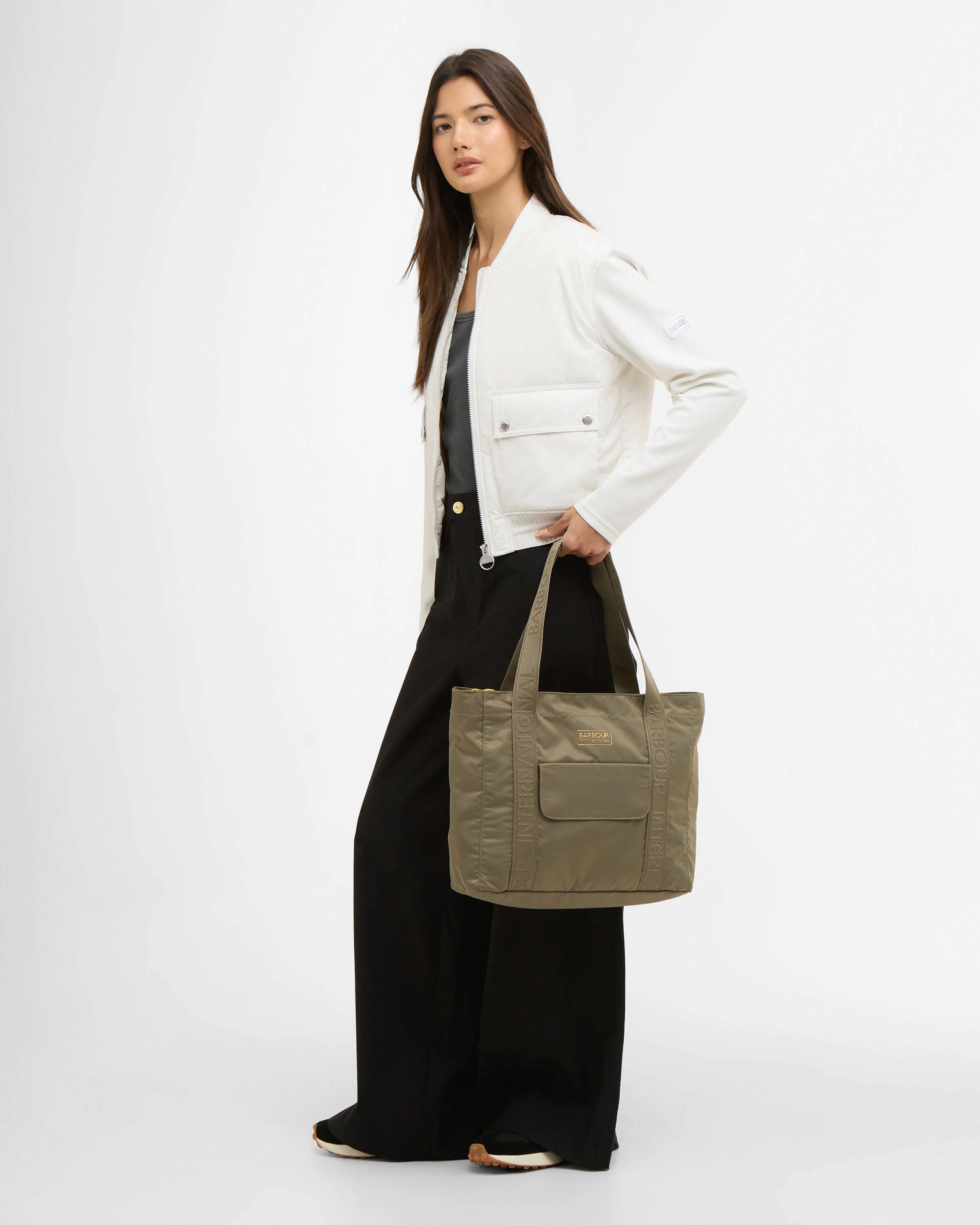Barbour International Qualify Womens Tote Bag - Dusky Khaki - Image 3