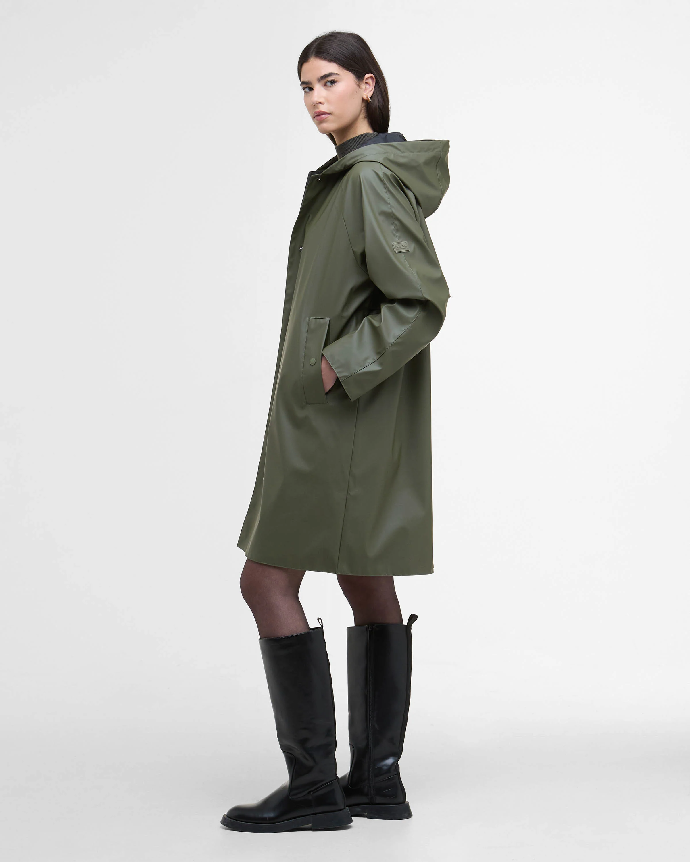 Barbour International Recoleta Womens Showerproof Jacket - Dusky Khaki - Image 6