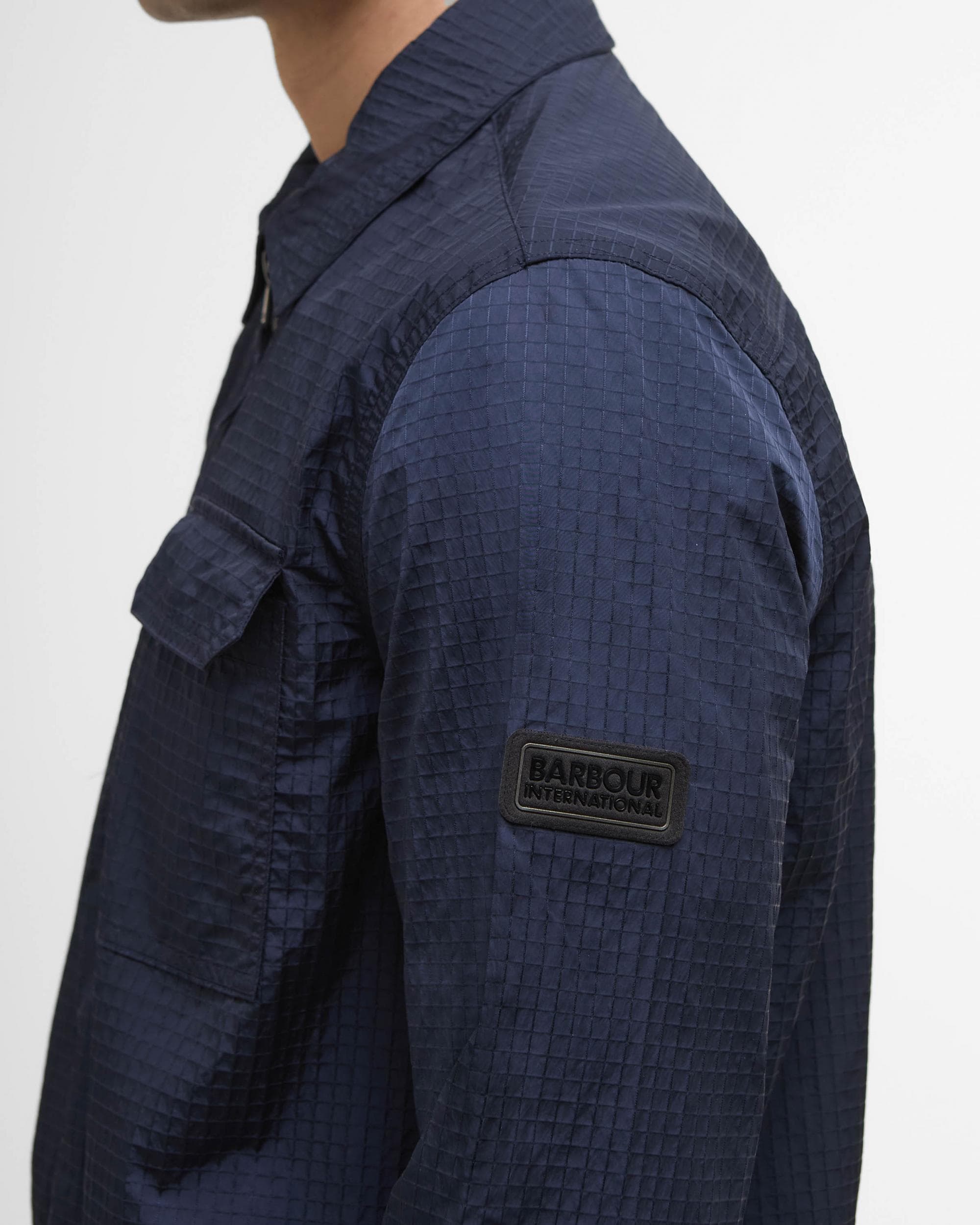 Barbour International Rosso Mens Ripstop Overshirt - Navy - Image 3