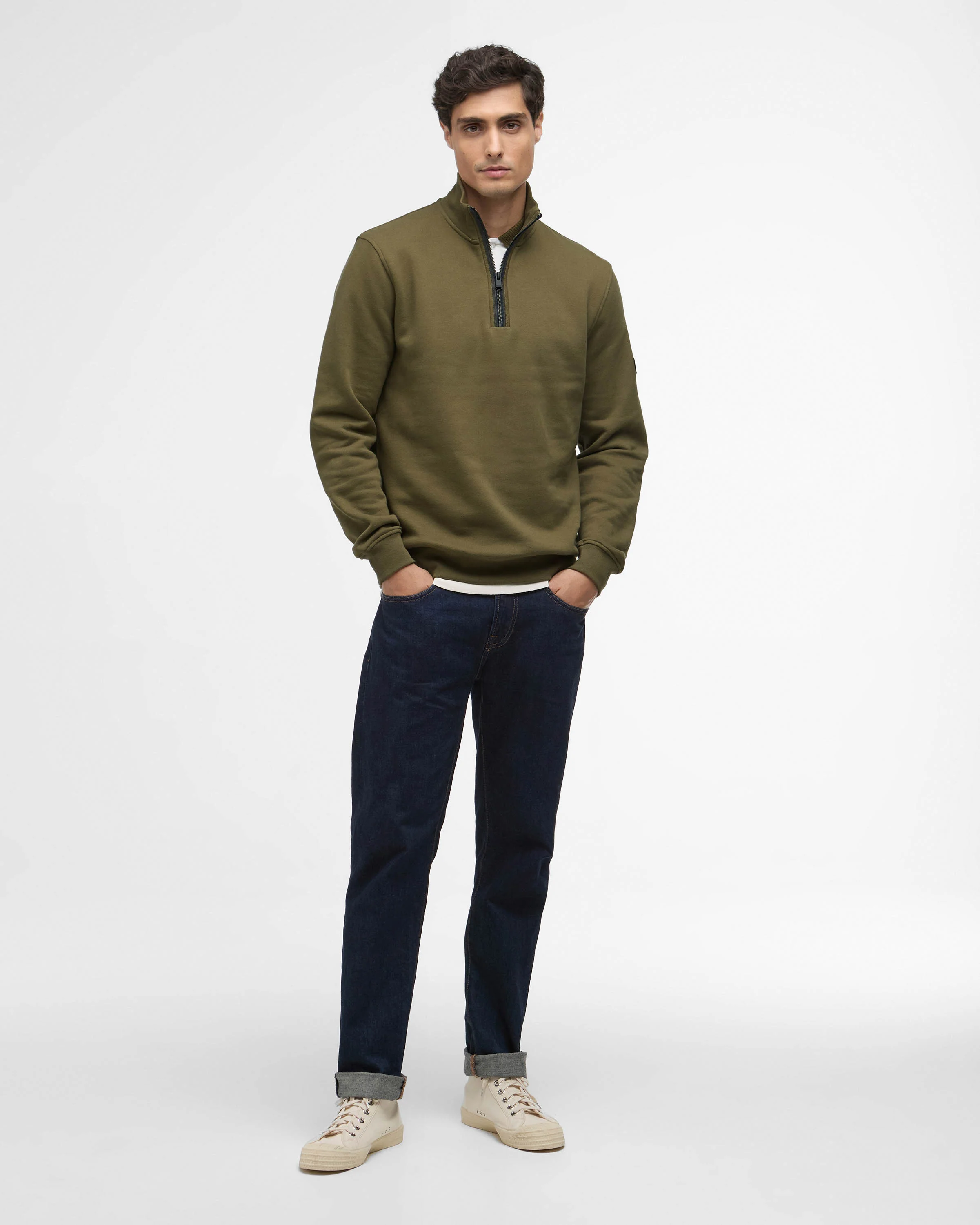 Barbour International Rufforth Mens Half Zip Sweatshirt - Light Sage - Image 2