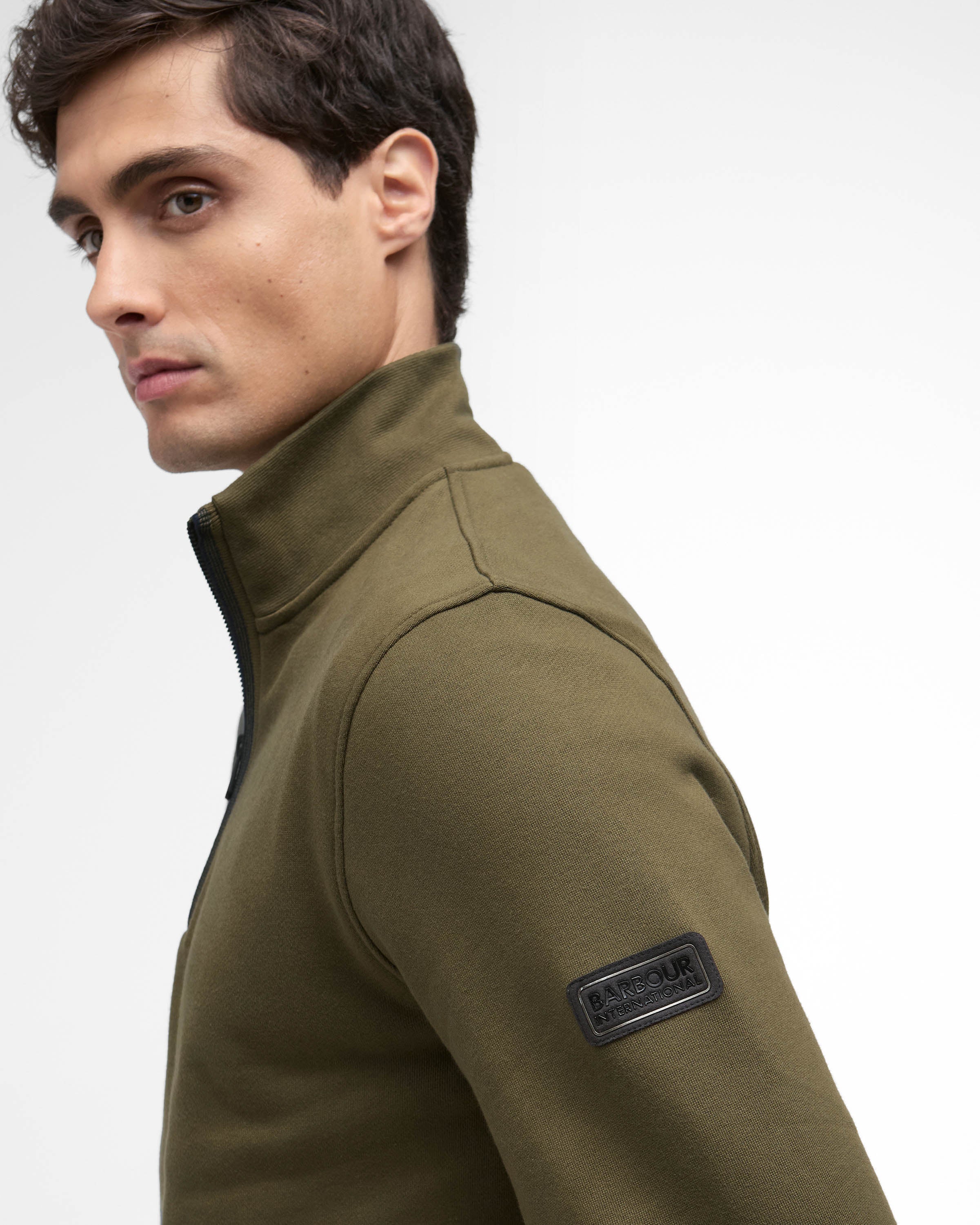 Barbour International Rufforth Mens Half Zip Sweatshirt - Light Sage - Image 3