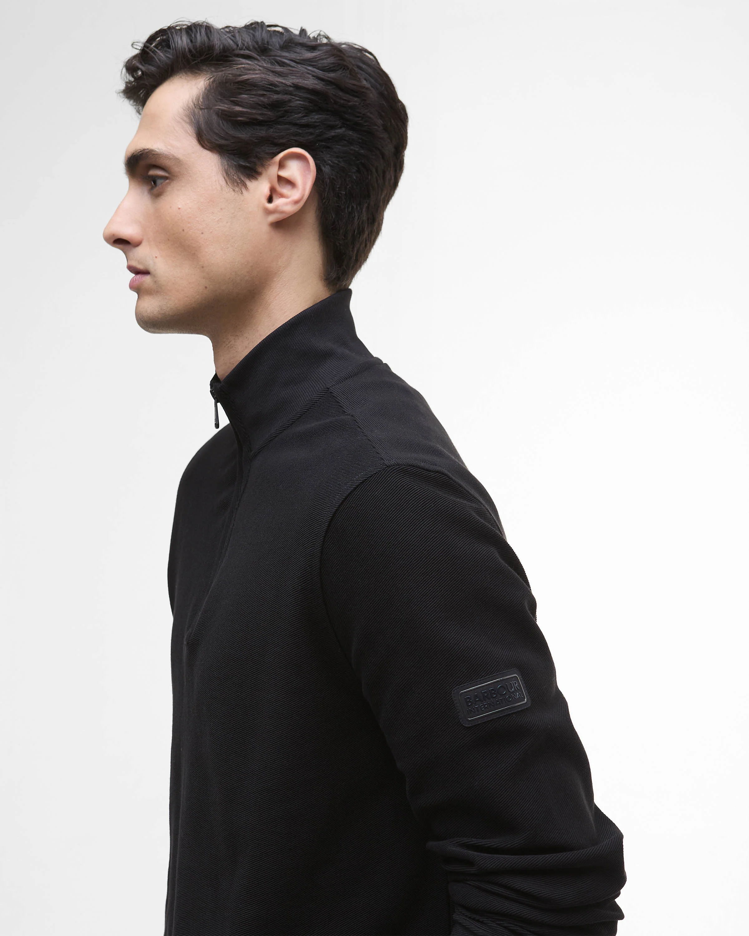 Barbour International Samuel Mens Funnel Neck Sweatshirt - Black - Image 2