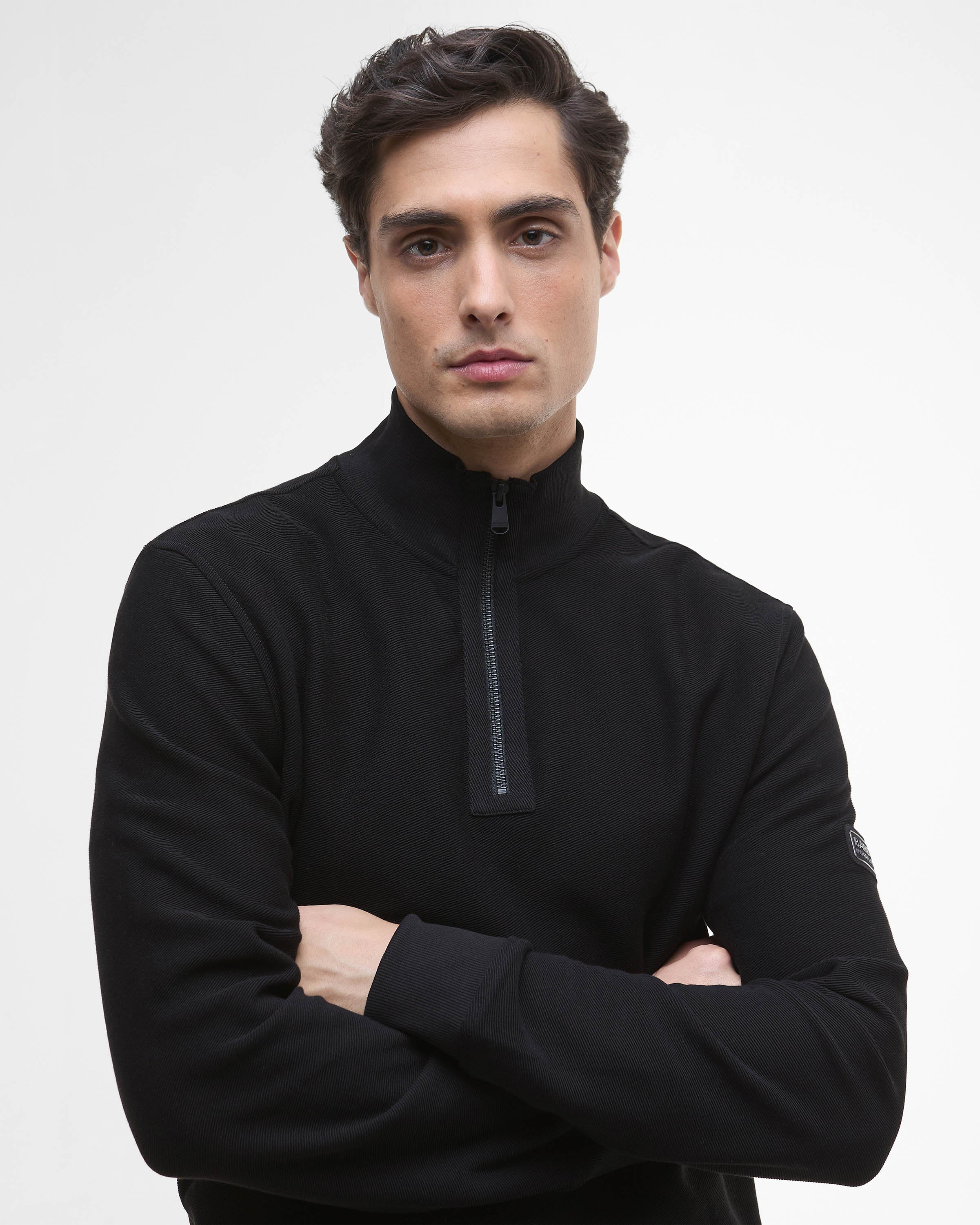 Barbour International Samuel Mens Funnel Neck Sweatshirt - Black - Image 3