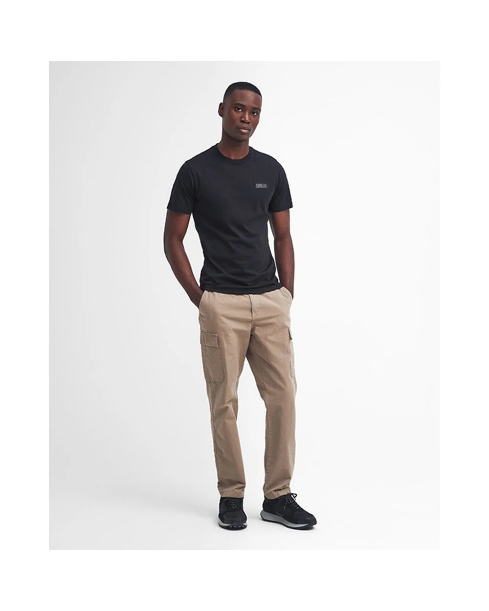 Barbour International Small Logo Mens T-Shirt - Black/Pewter - Image 3