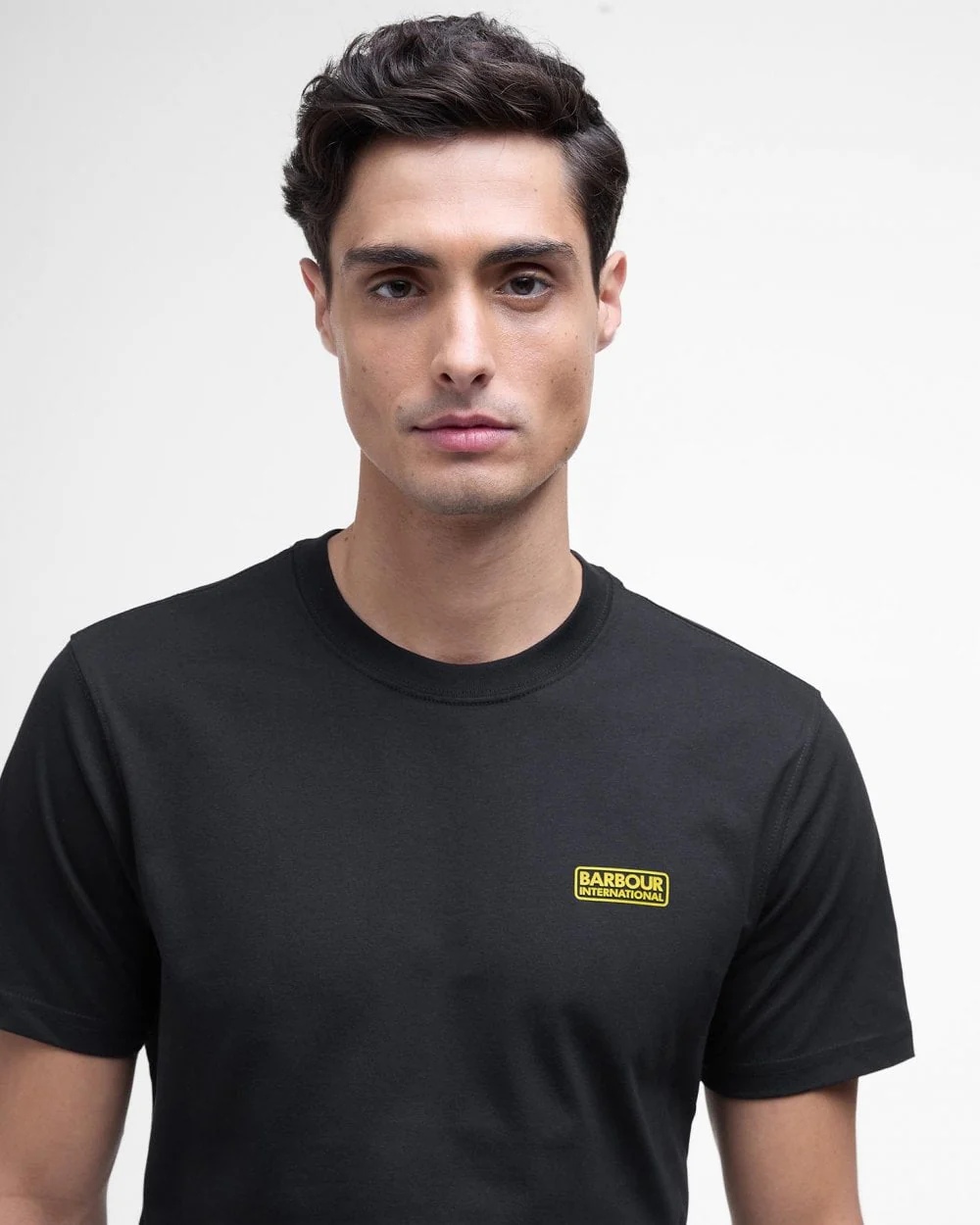 Barbour International Small Logo Mens T-Shirt - Black/Yellow - Image 2