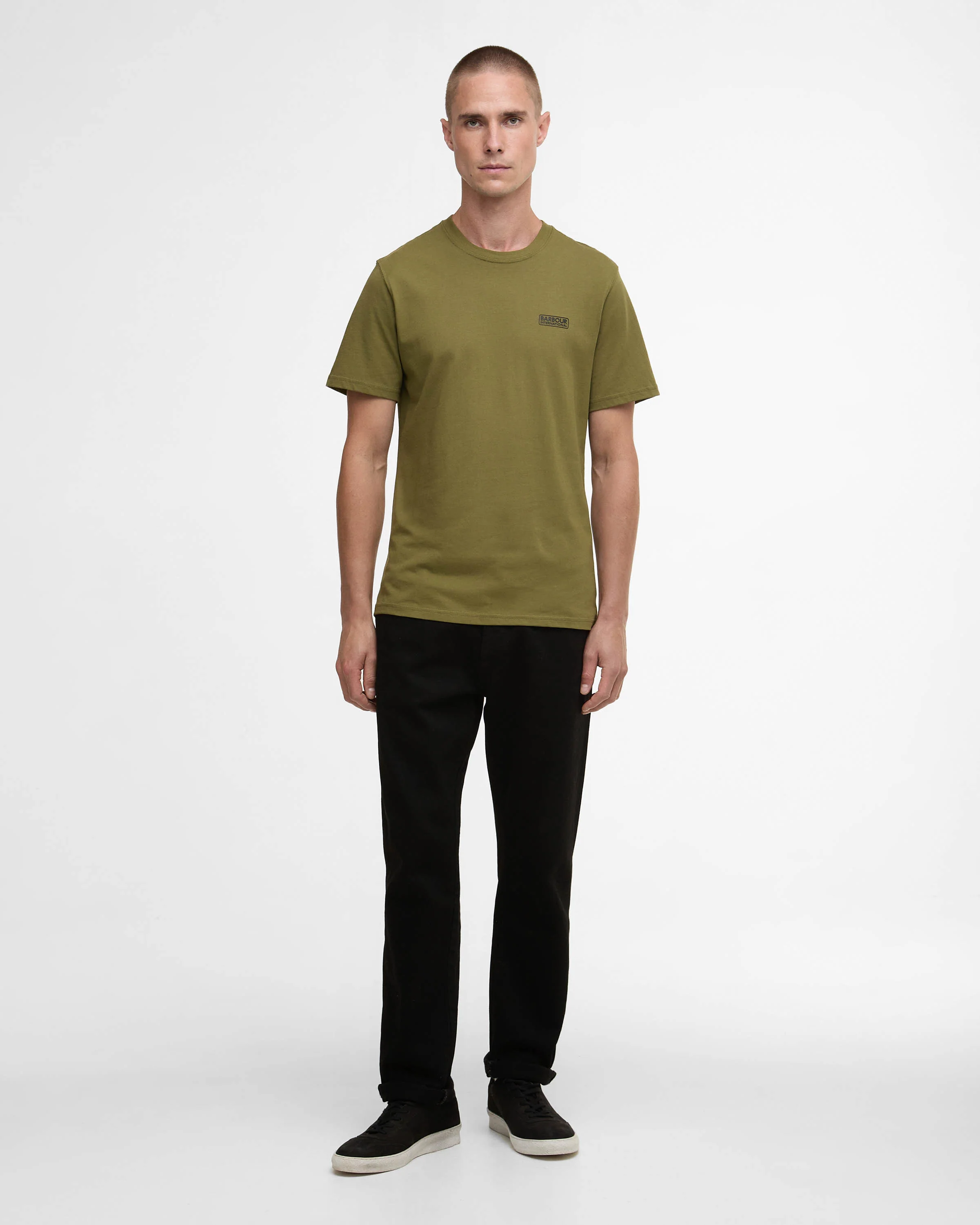 Barbour International Small Logo Mens T-Shirt - Cable Olive - Image 2