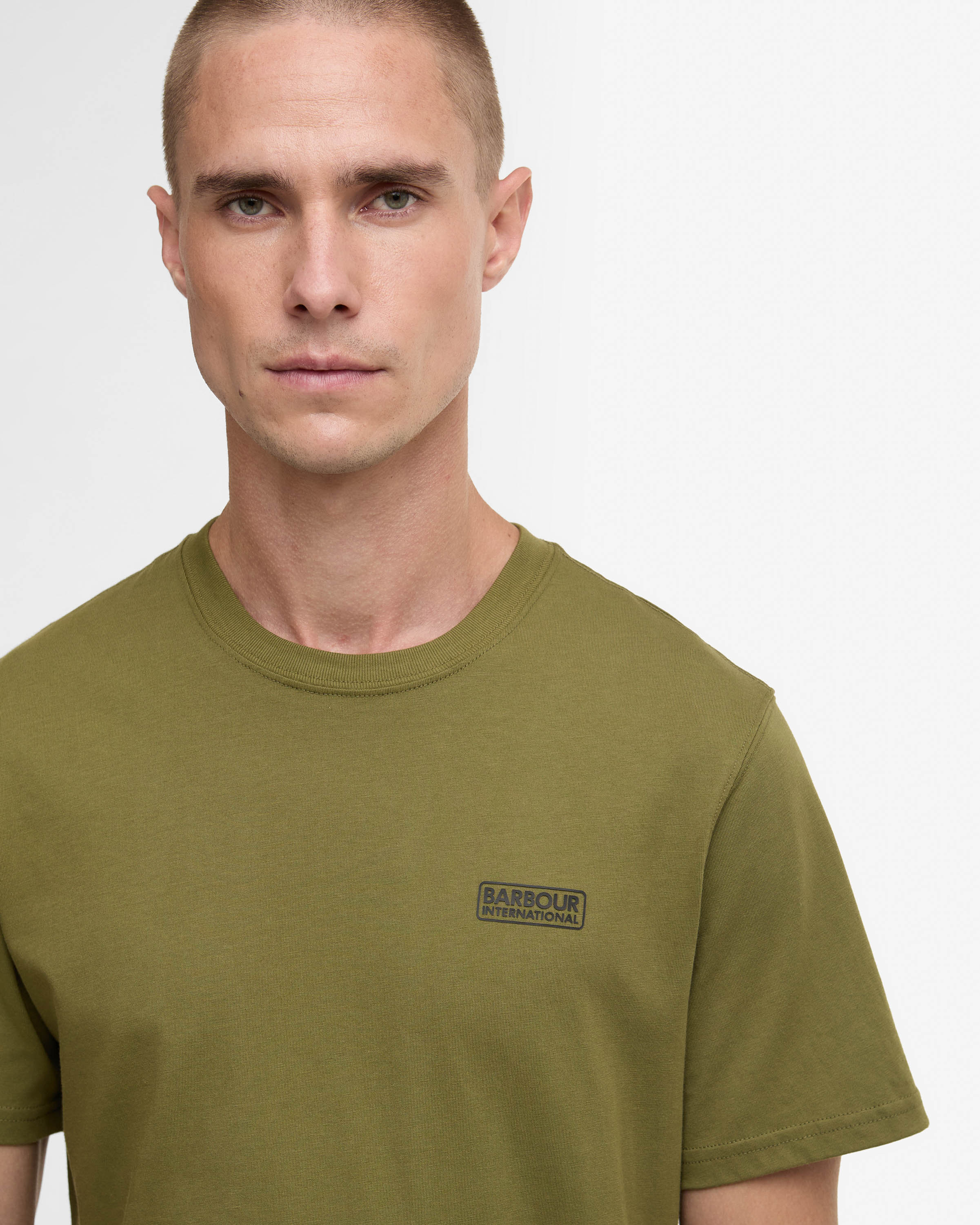 Barbour International Small Logo Mens T-Shirt - Cable Olive - Image 3
