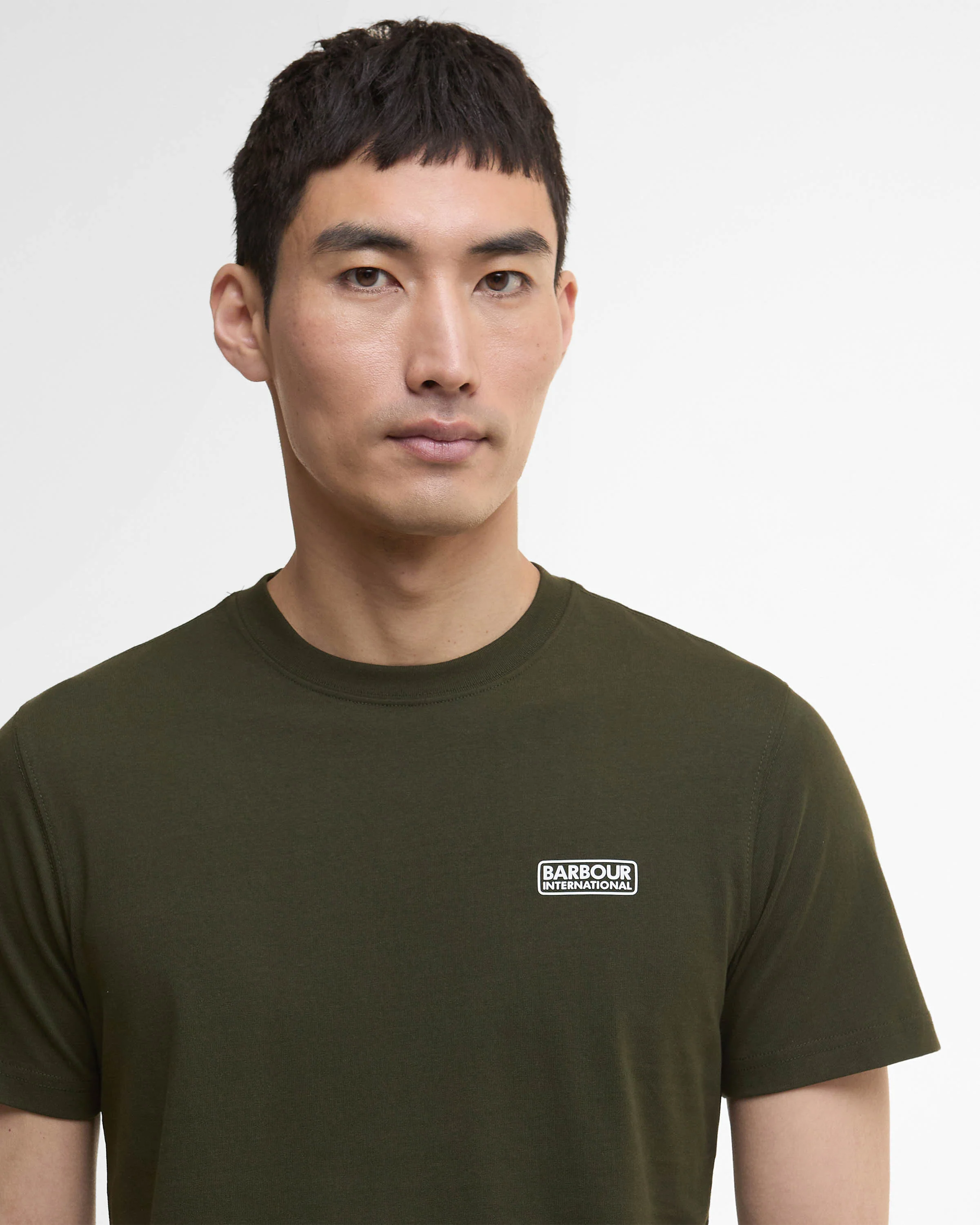 Barbour International Small Logo Mens T-Shirt - Sage/White - Image 4