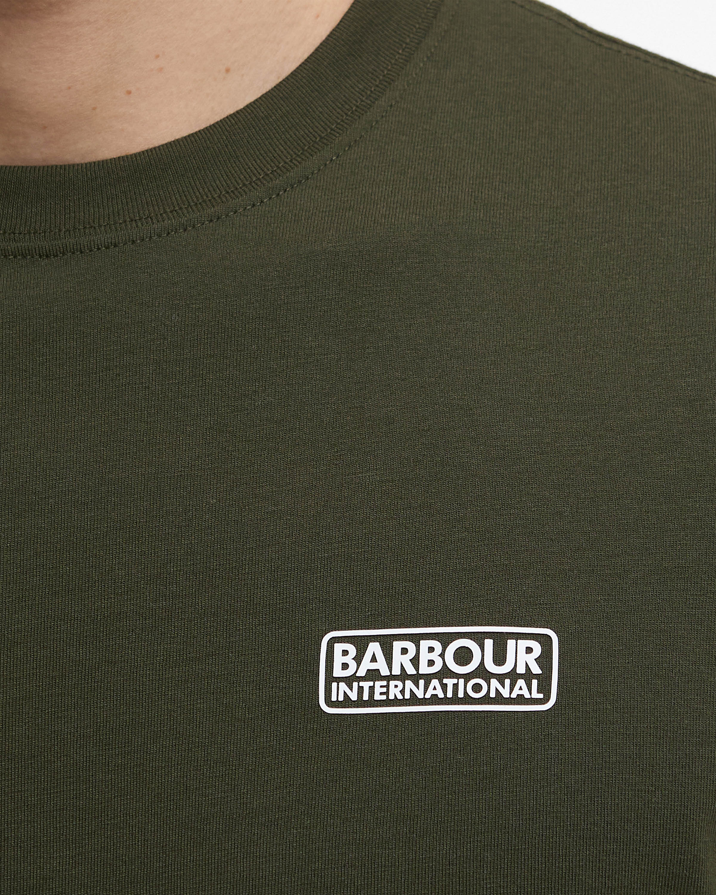 Barbour International Small Logo Mens T-Shirt - Sage/White - Image 5