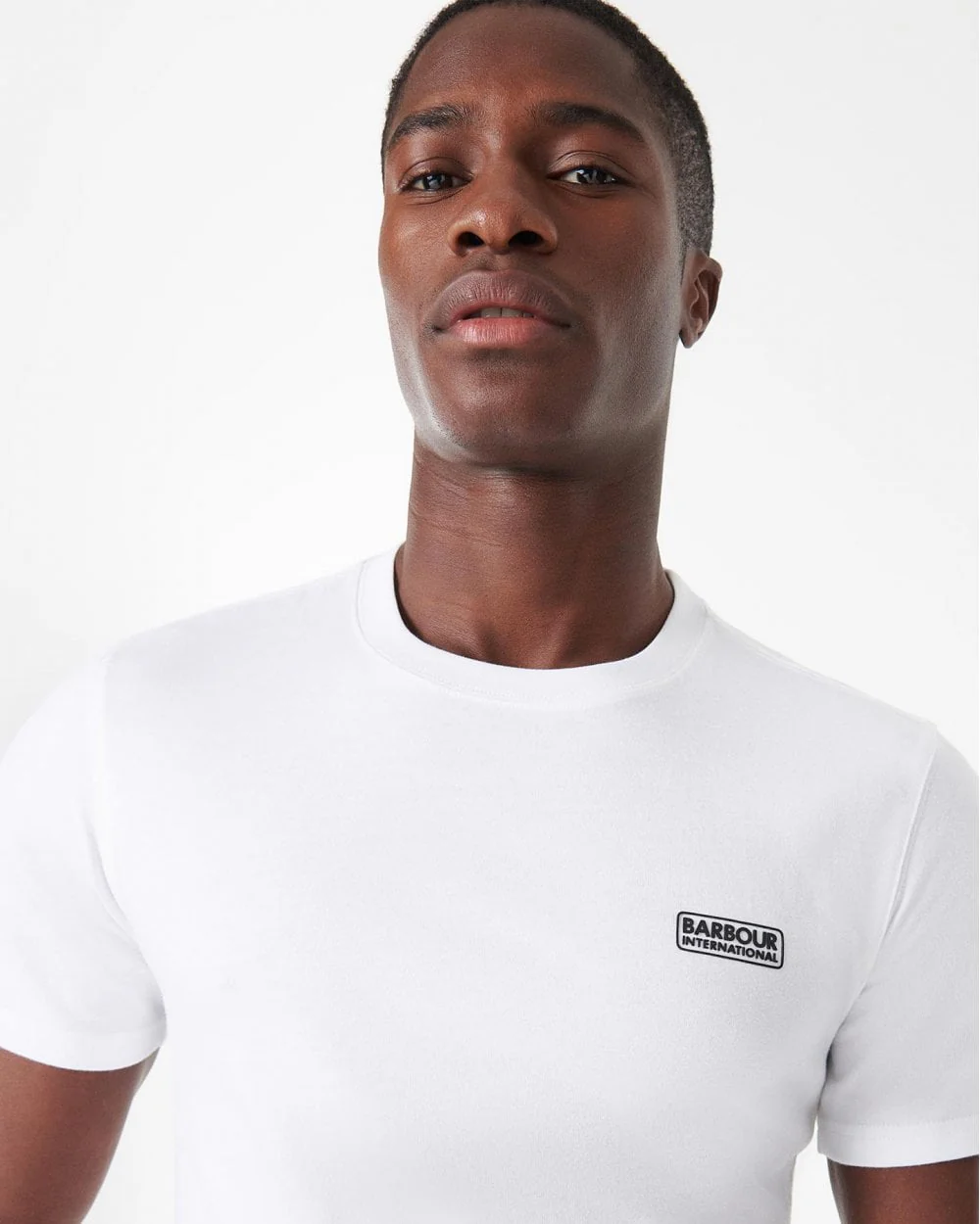 Barbour International Small Logo Mens T-Shirt - White/Black - Image 2