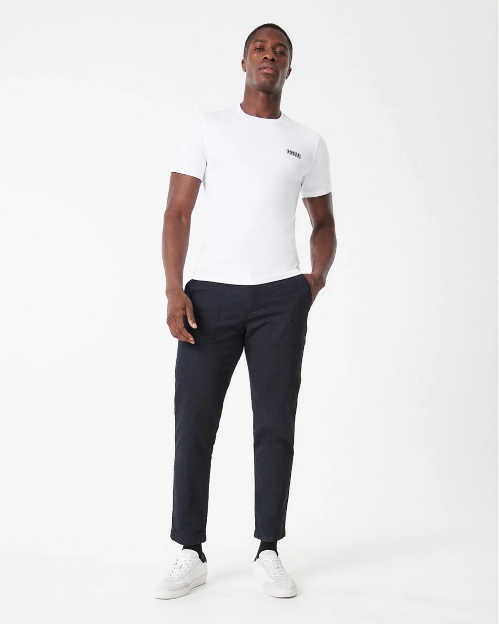 Barbour International Small Logo Mens T-Shirt - White/Black - Image 3