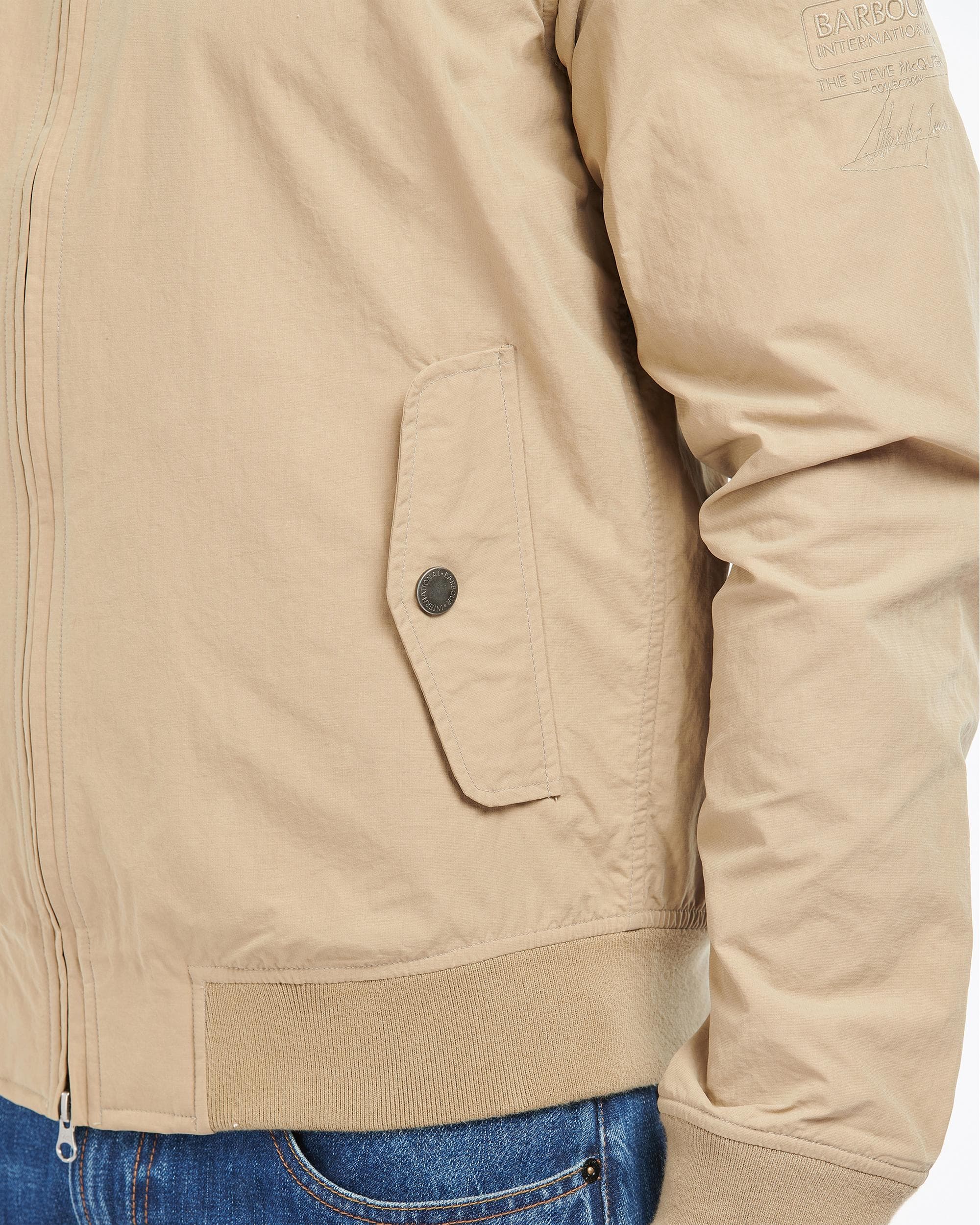 Barbour International Steve McQueen Rectifier Harrington Casual Mens Jacket - Military Brown - Image 3