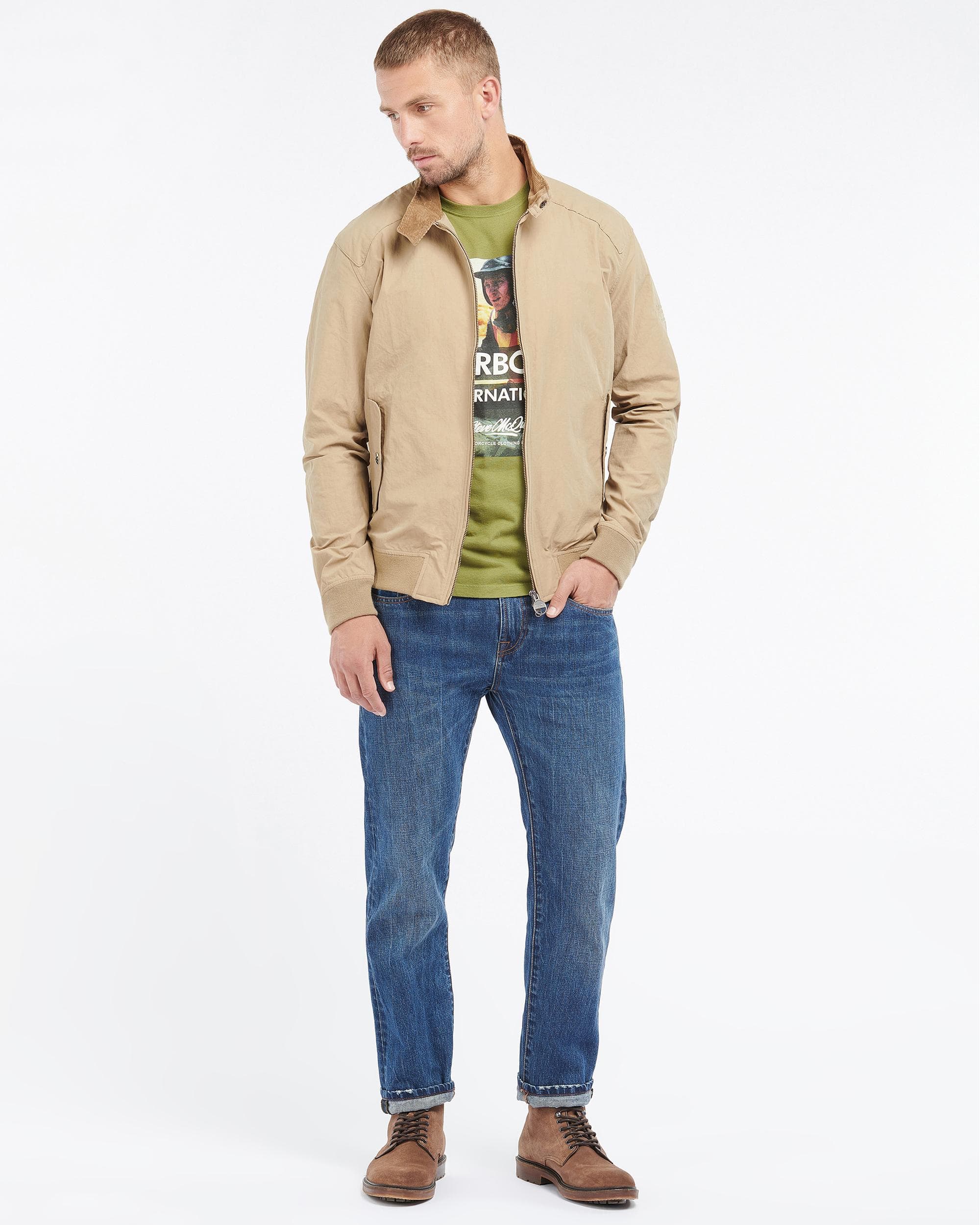 Barbour International Steve McQueen Rectifier Harrington Casual Mens Jacket - Military Brown - Image 4