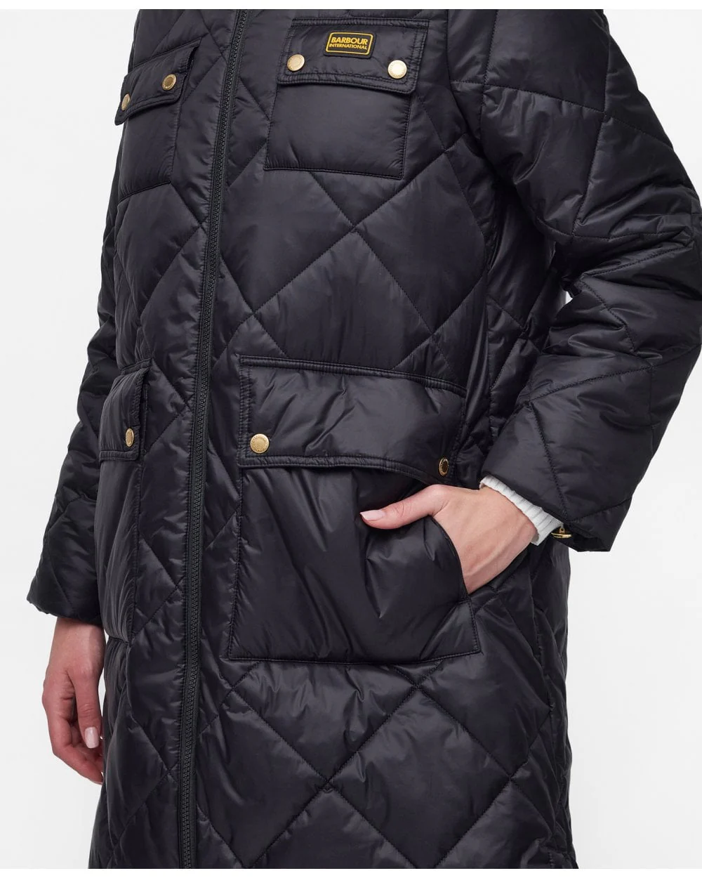 Barbour International Supanova Womens Long Quilted Jacket - Image 6