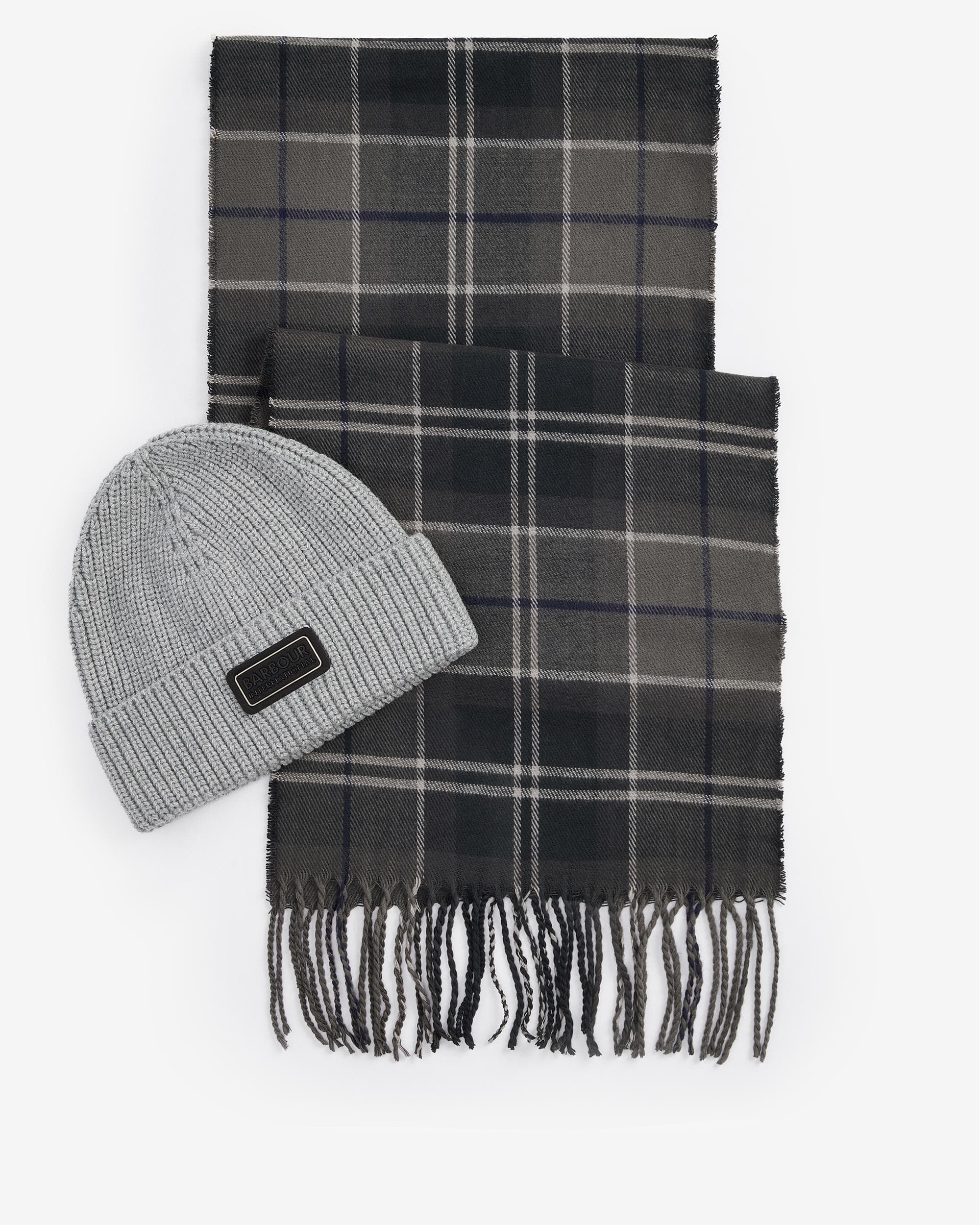 Barbour International Sweeper Mens Beanie & Scarf Gift Set - Grey - Image 2