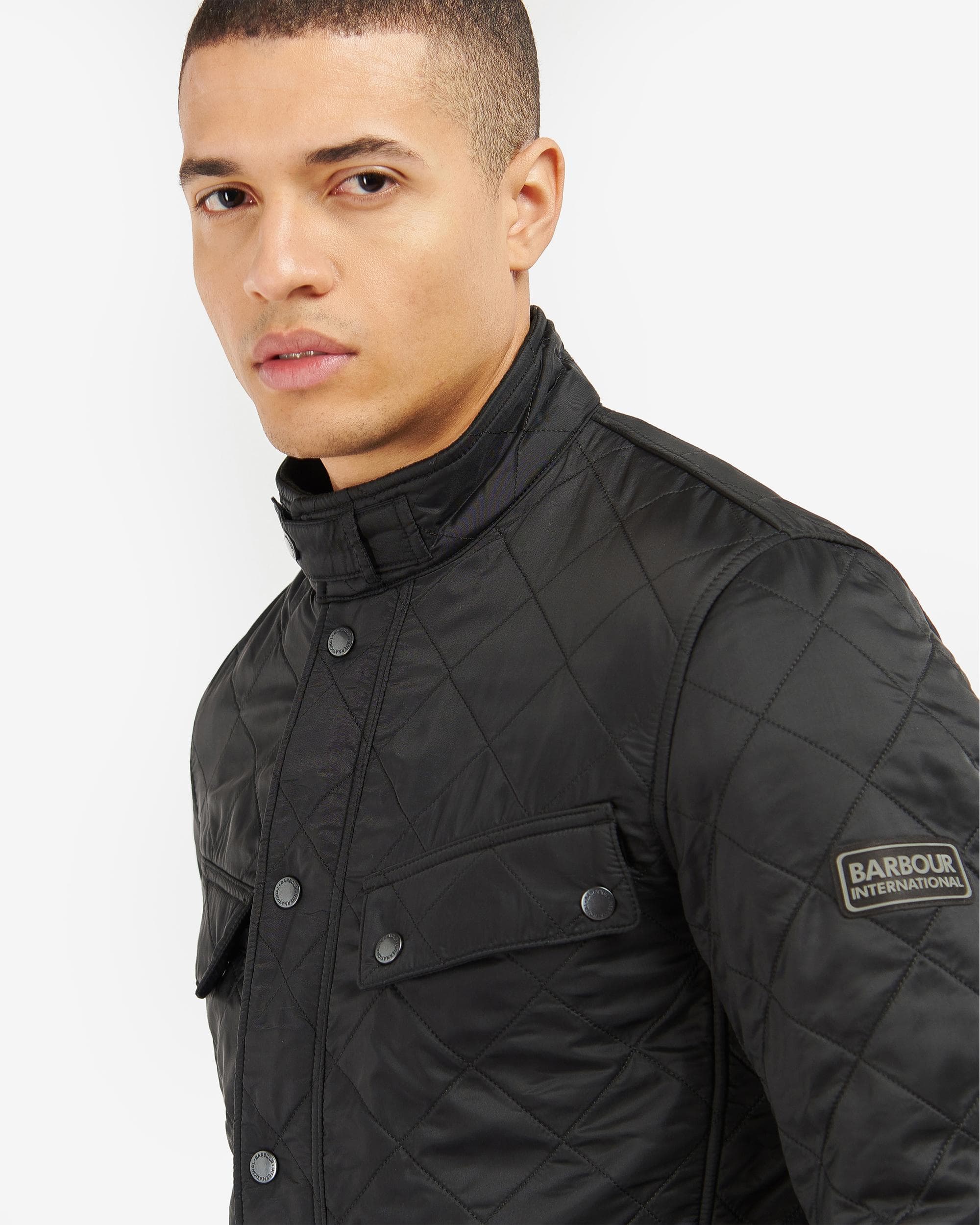Barbour International Tourer Ariel Mens Polarquilt Jacket - Black - Image 2