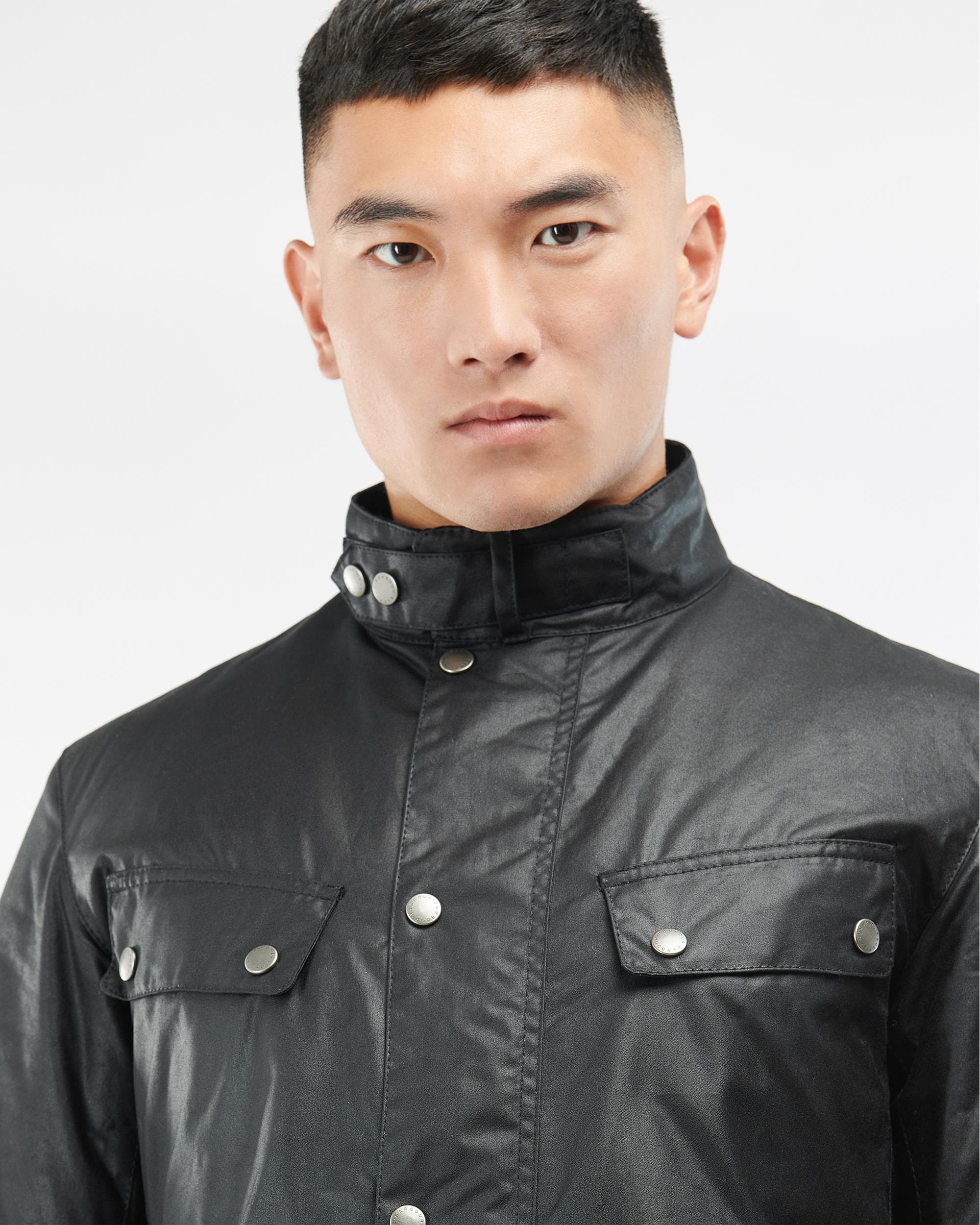 Barbour International Tourer Duke Mens Wax Jacket - Black - Image 2