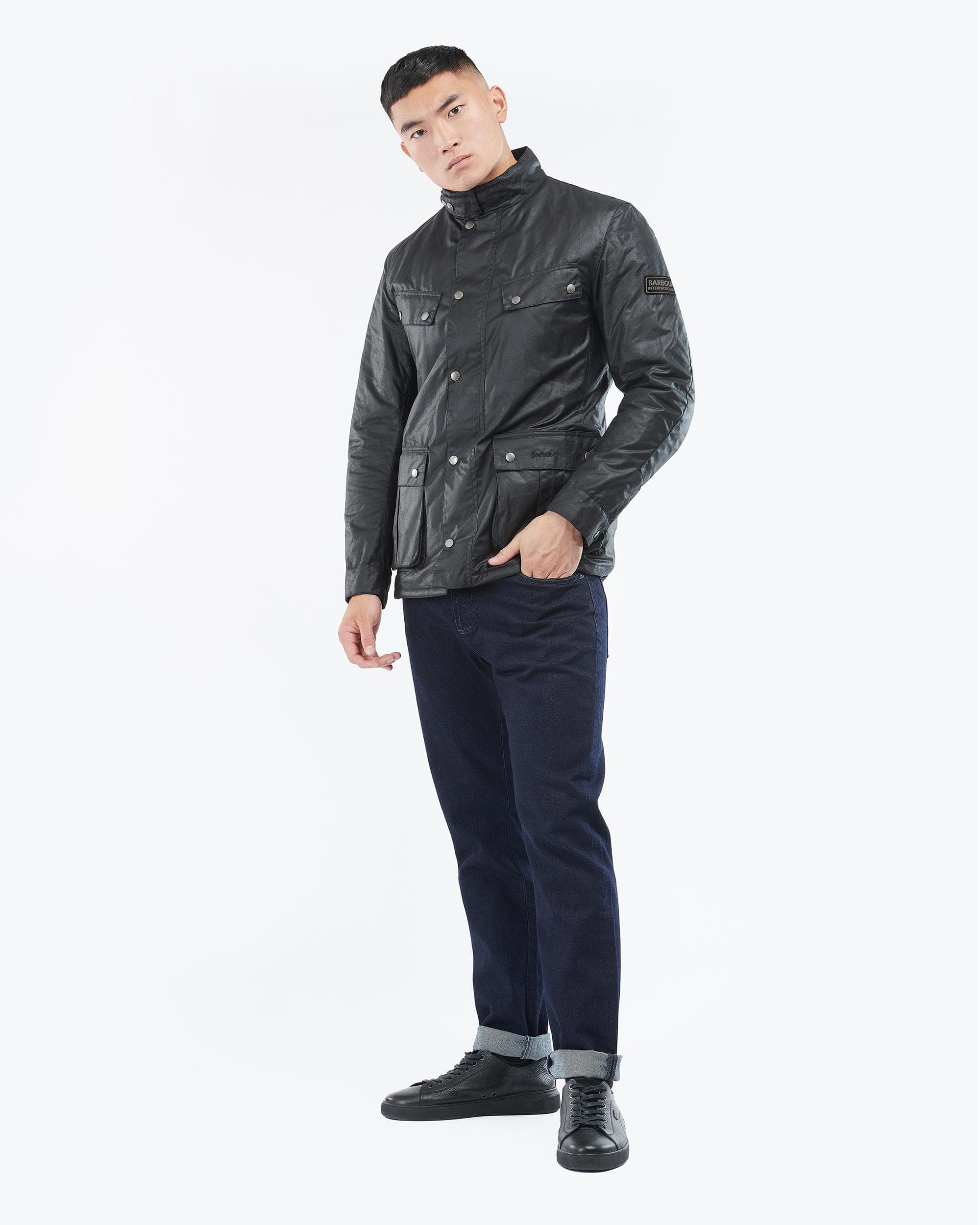 Barbour International Tourer Duke Mens Wax Jacket - Black - Image 3