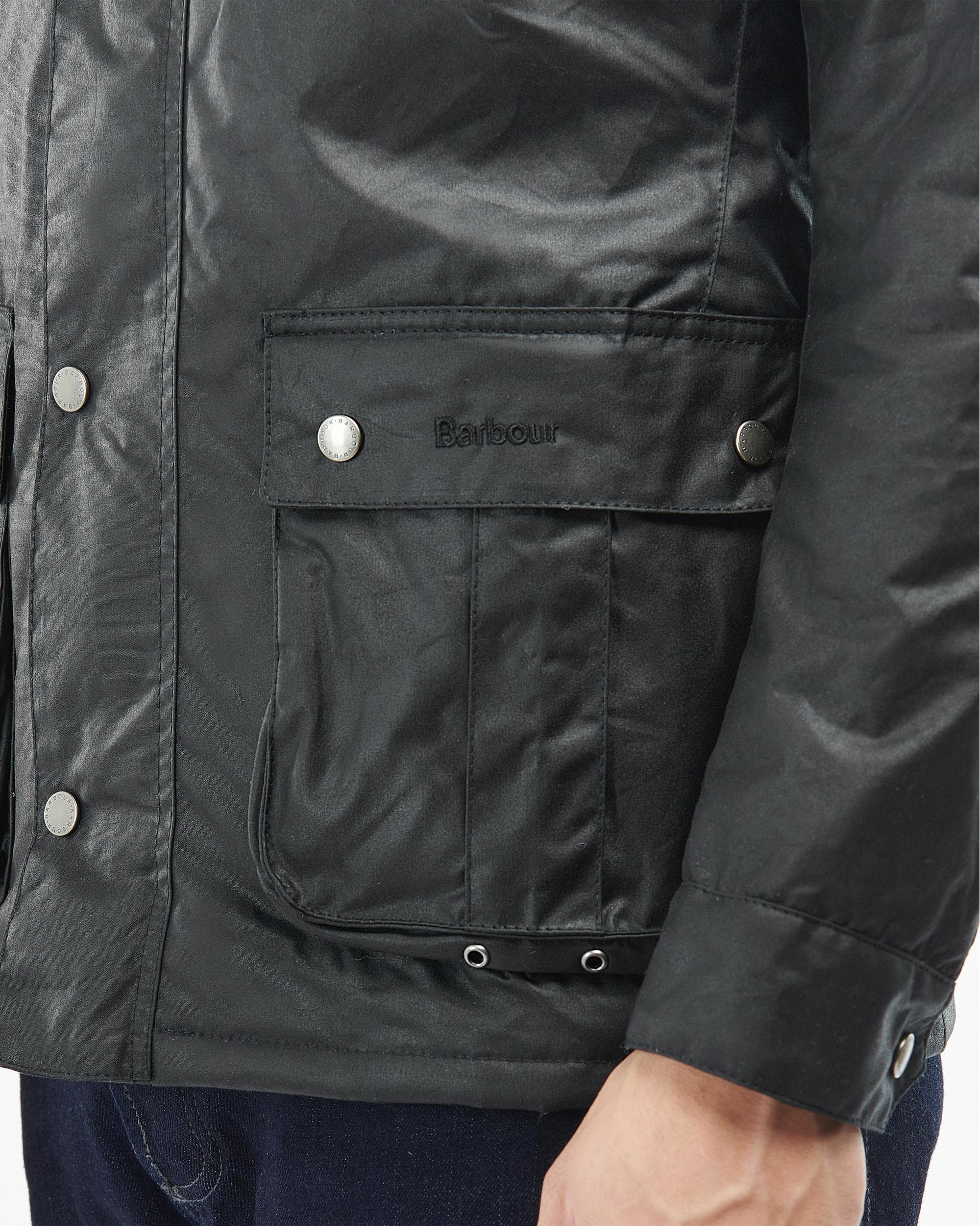 Barbour International Tourer Duke Mens Wax Jacket - Black - Image 5