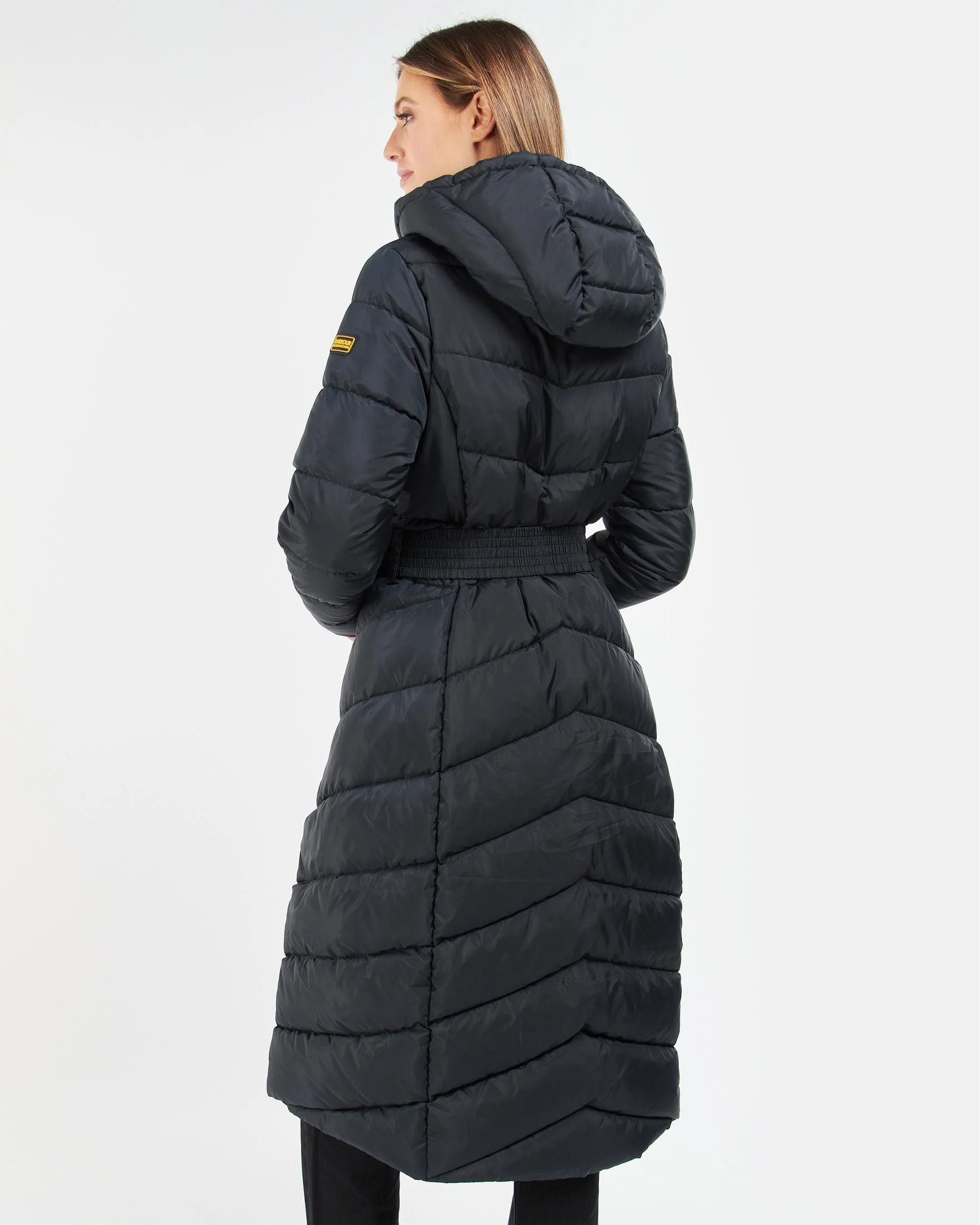 Barbour International Track Line Womens Long Quilted Jacket - Black - Image 4