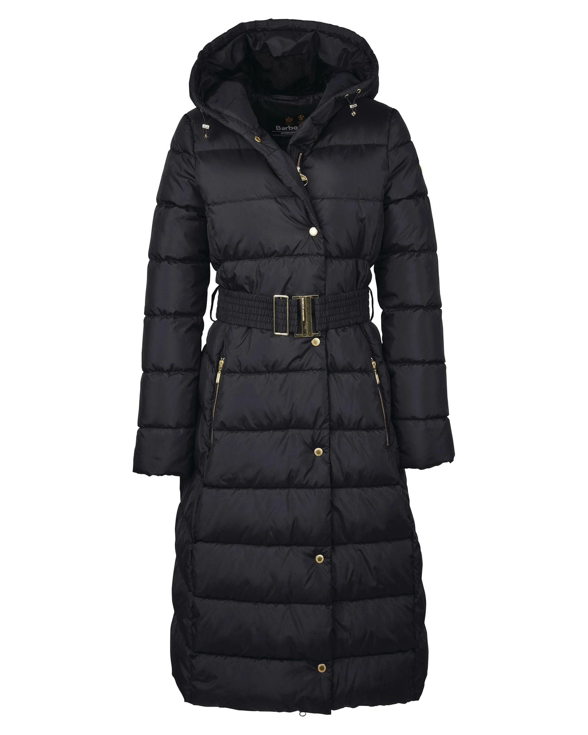 Barbour International Track Line Womens Long Quilted Jacket - Black - Image 9