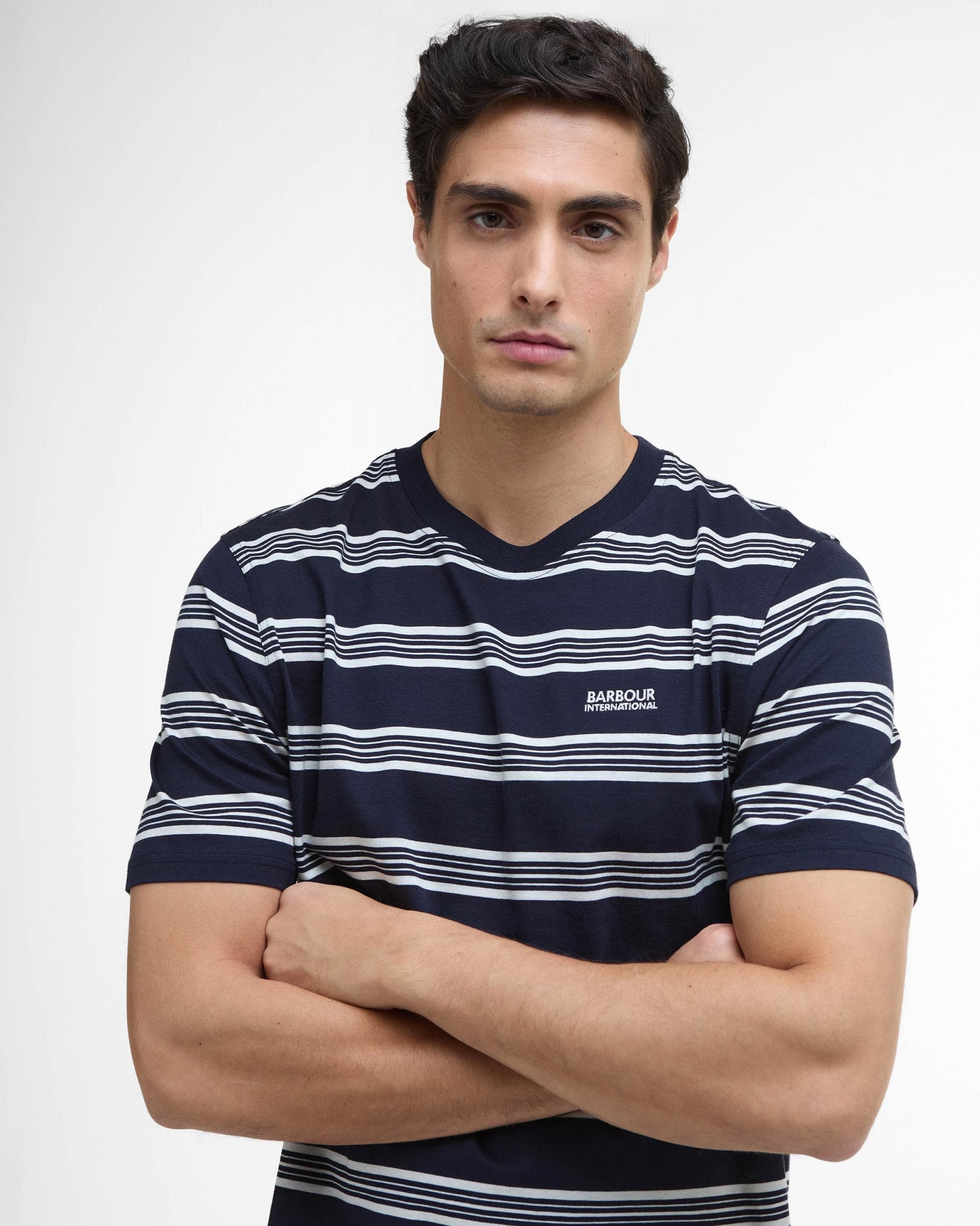 Barbour International Upham Mens Striped T-Shirt - Navy - Image 2