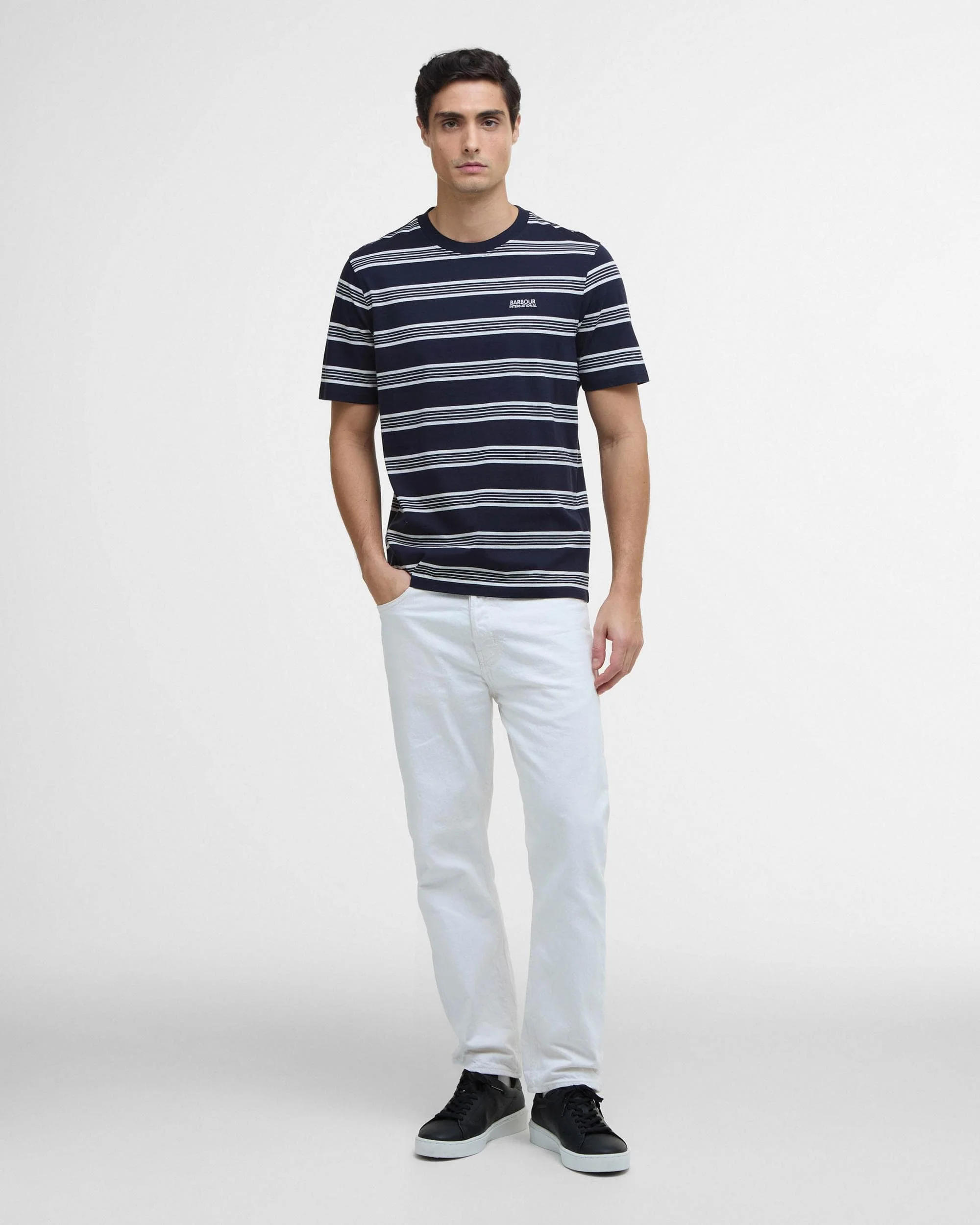 Barbour International Upham Mens Striped T-Shirt - Navy - Image 3