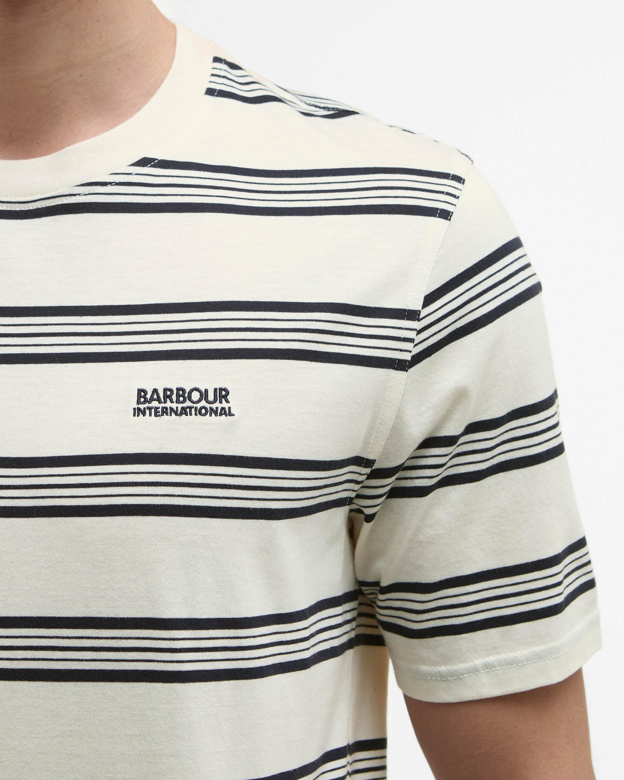 Barbour International Upham Mens Striped T-Shirt - Whisper White - Image 2
